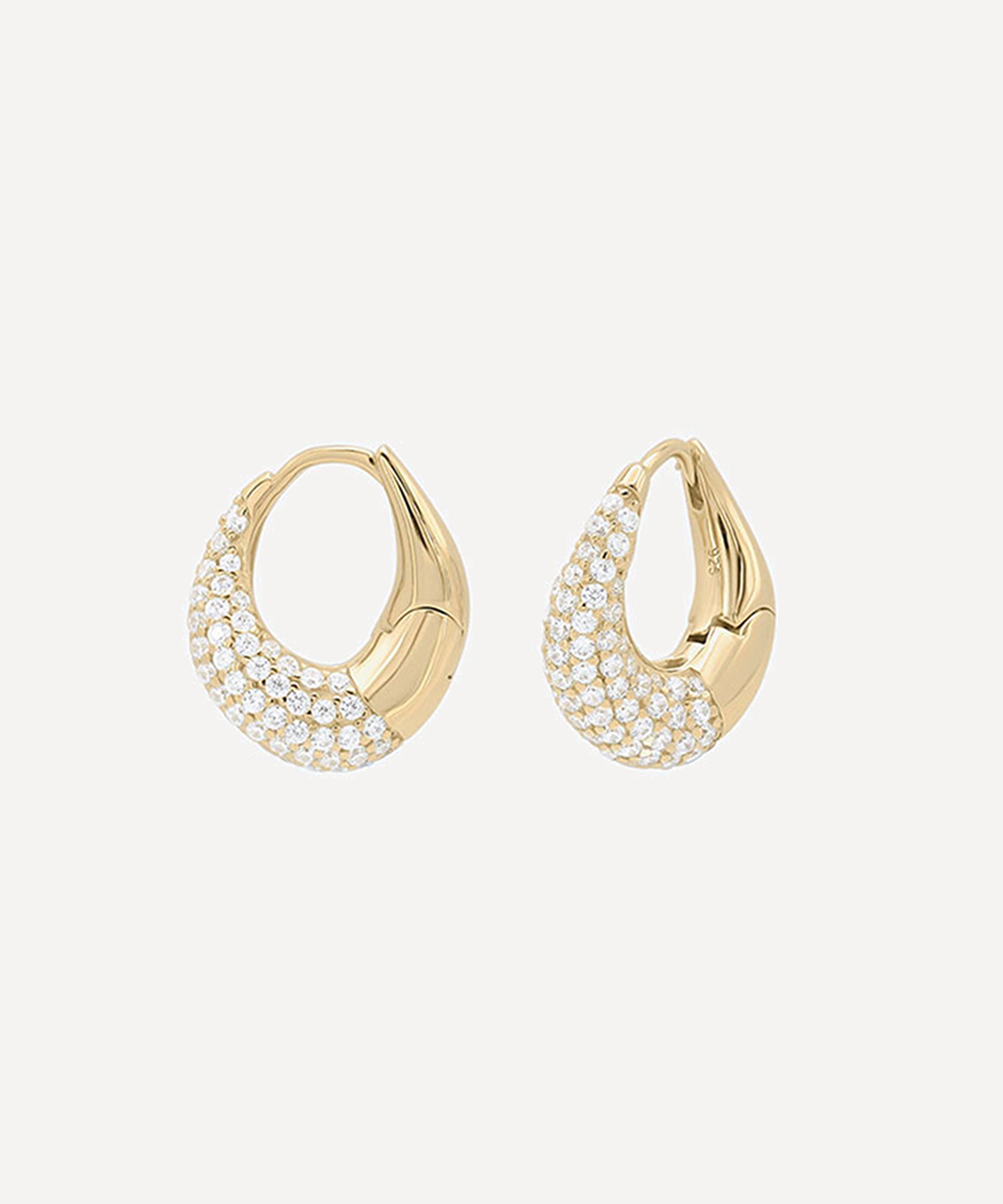 SHASHI - 14ct Gold-Plated Kira Pave Hoop Earrings image number 0