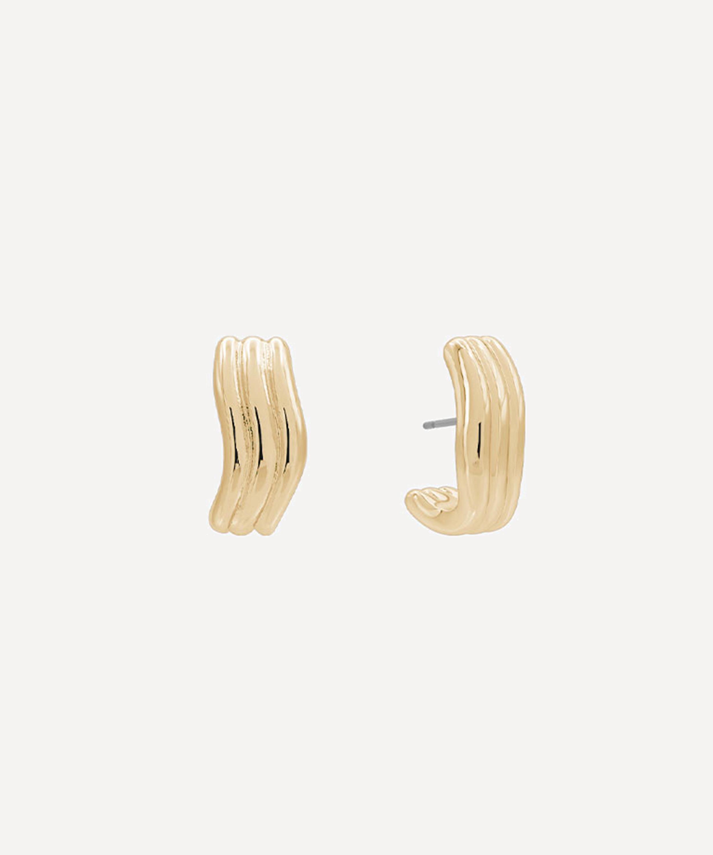 SHASHI - 14ct Gold-Plated Odyssey Striated Hoop Earrings image number 0