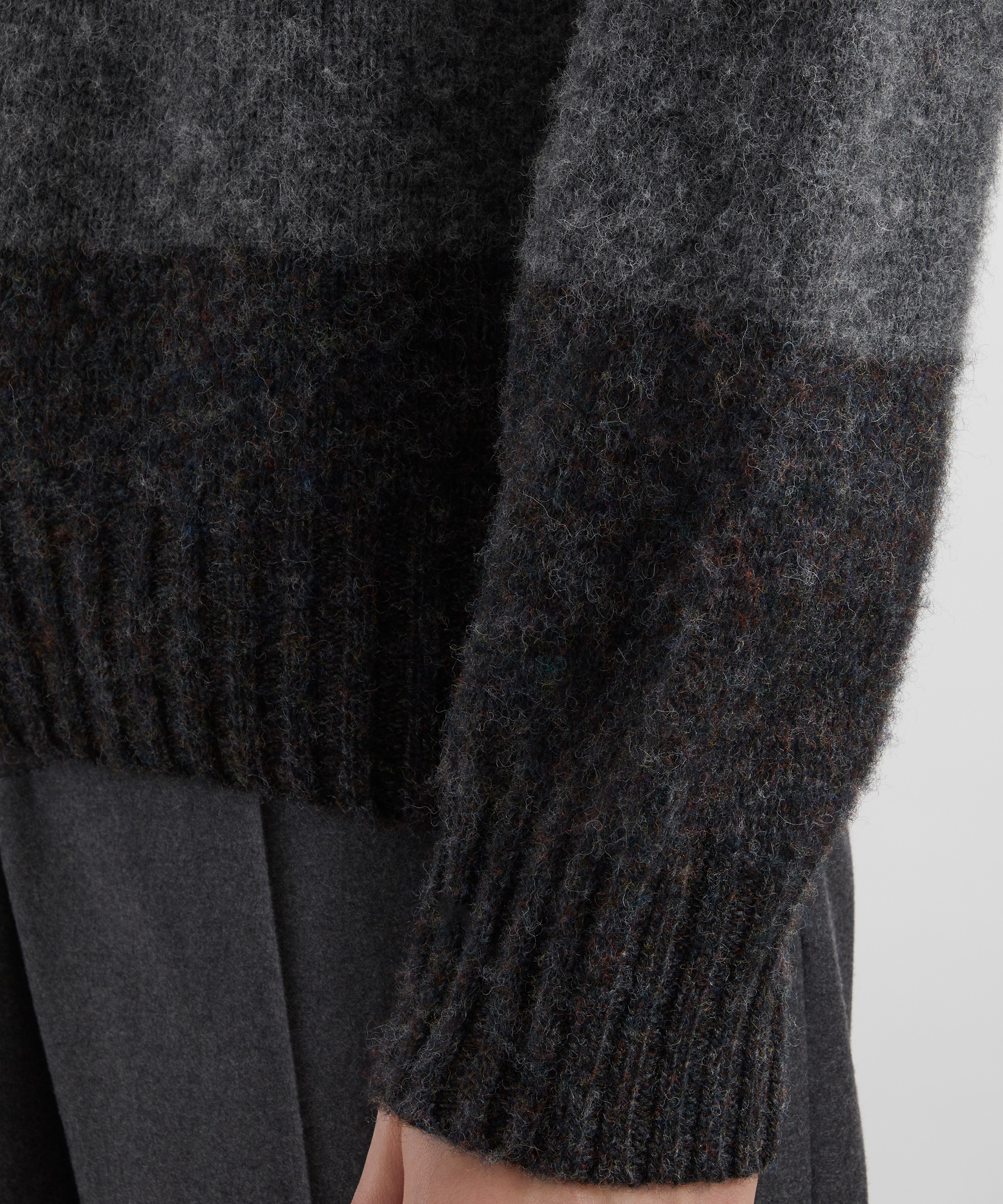 YMC - Grey Stripe Suedehead Jumper image number 4