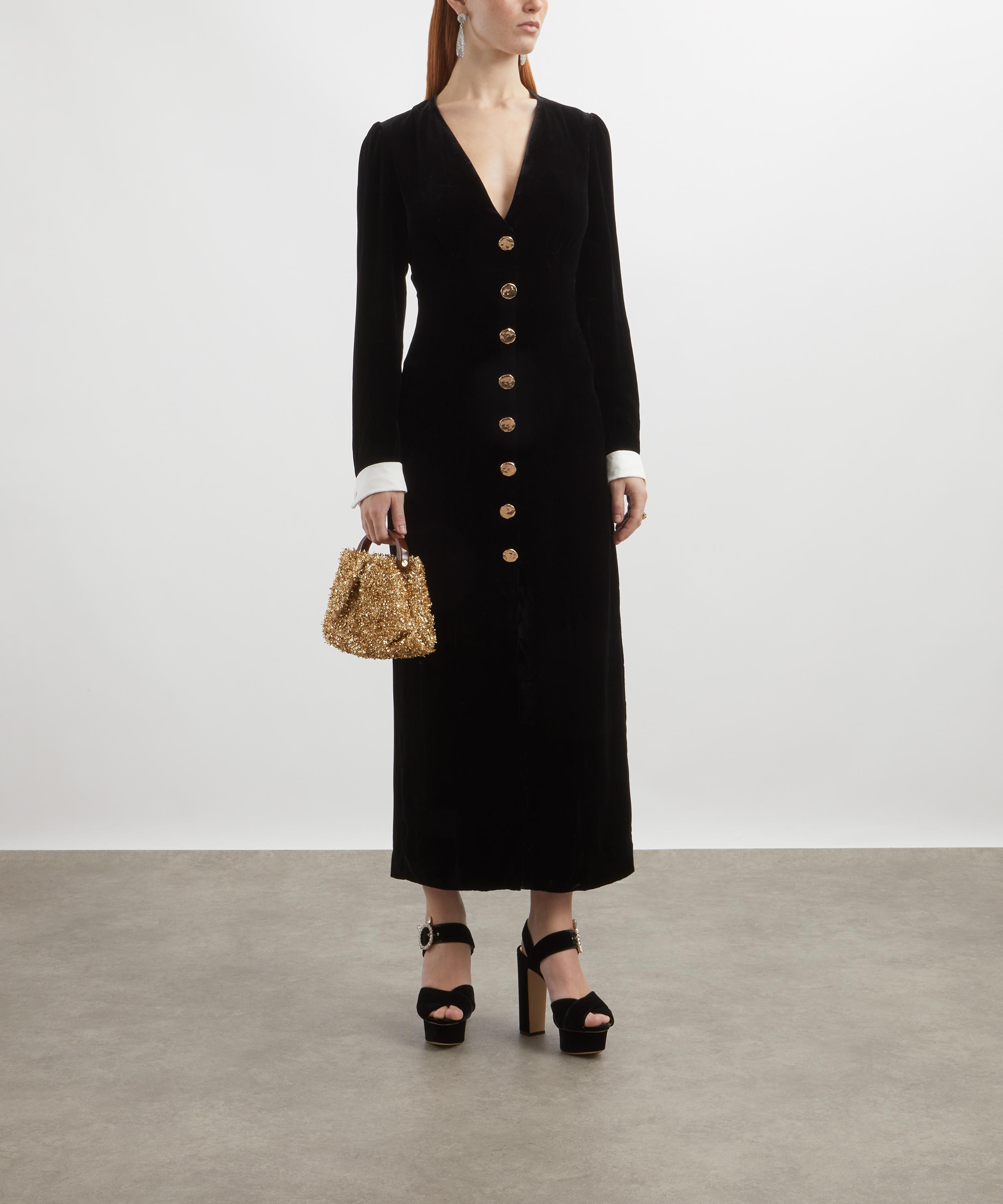 Saloni - Lulu B Black Silk Velvet Dress image number 1