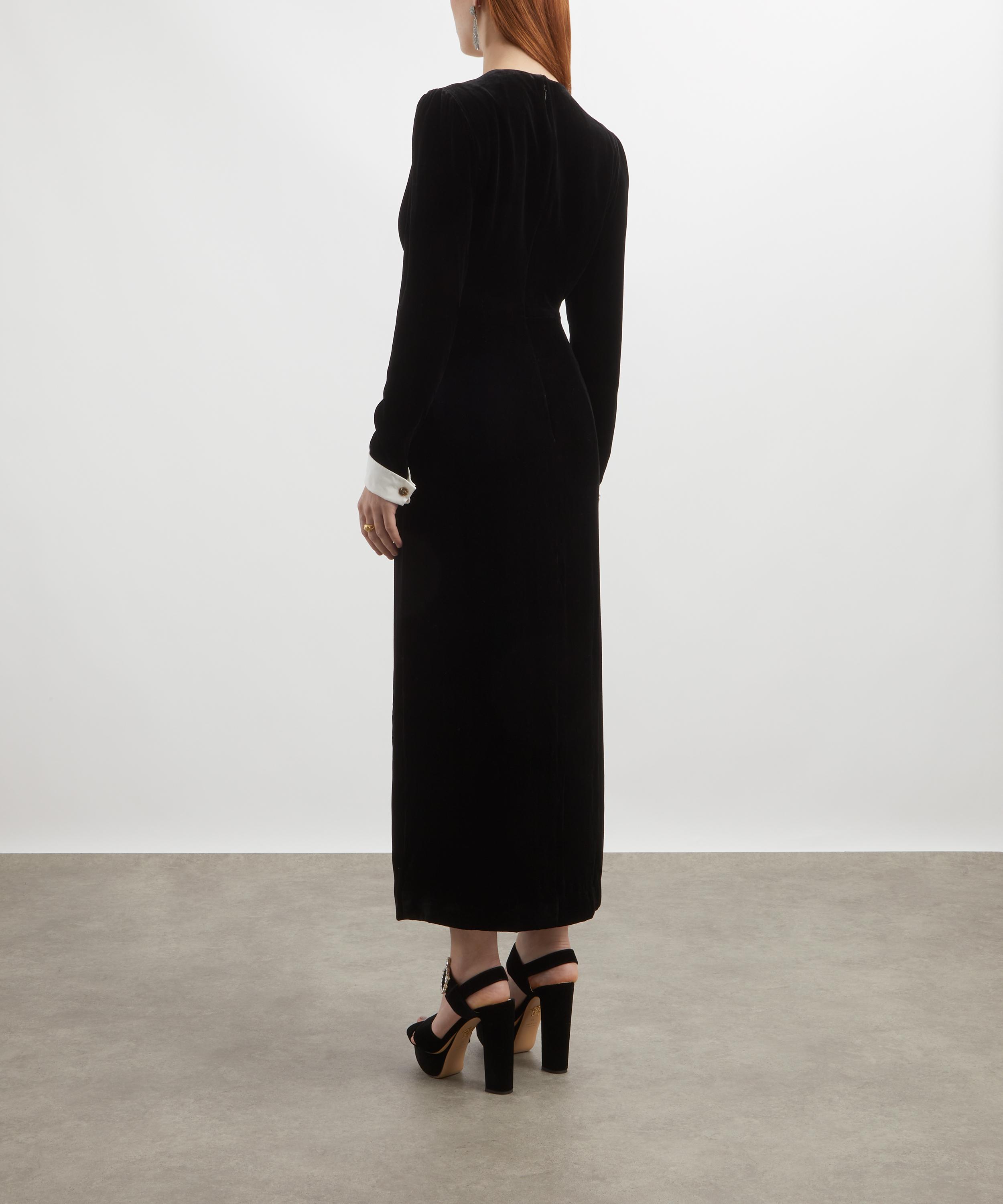 Saloni - Lulu B Black Silk Velvet Dress image number 3