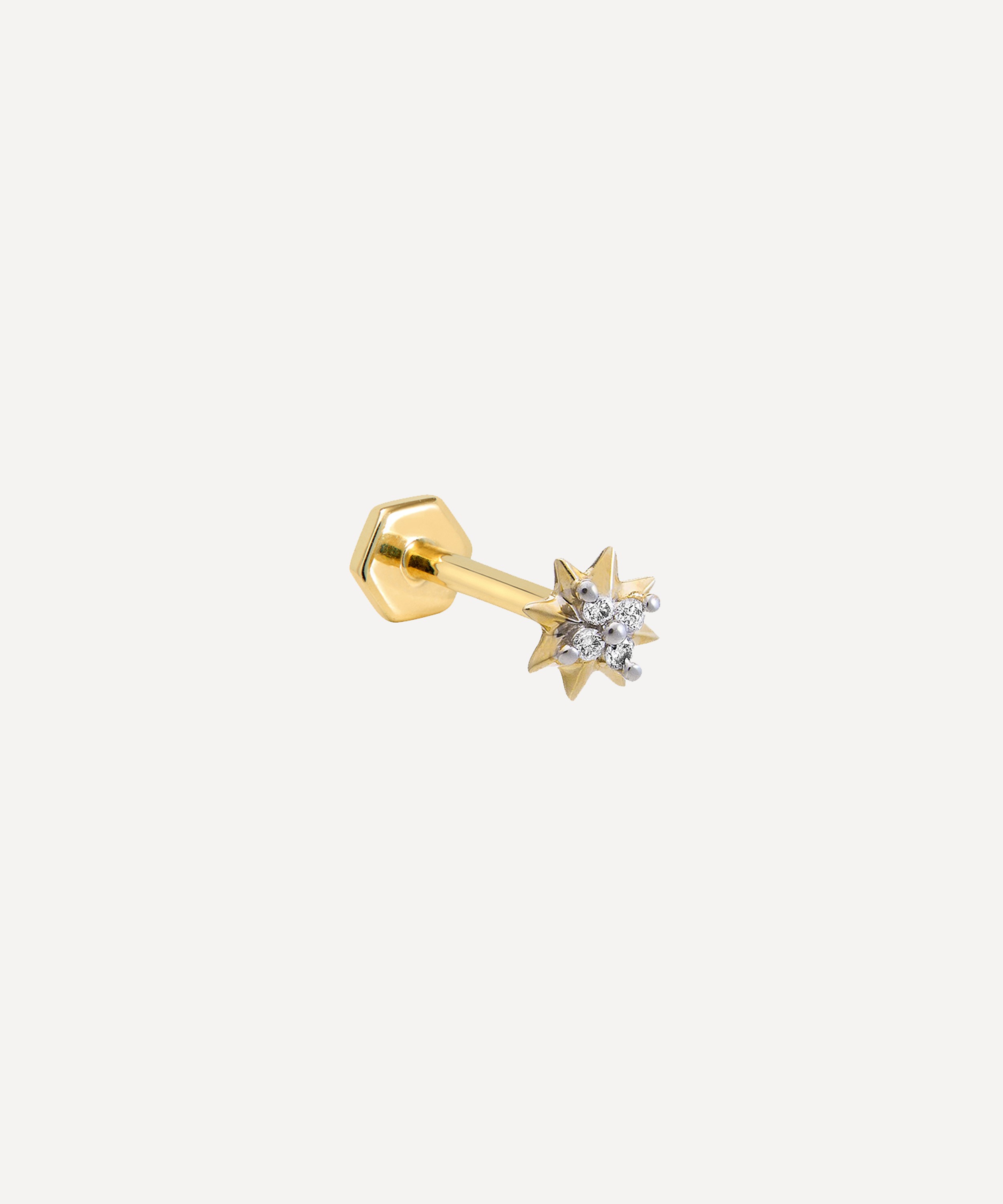 Rachel Jackson - 9ct Gold Diamond North Star 6mm Labret Earring image number 0