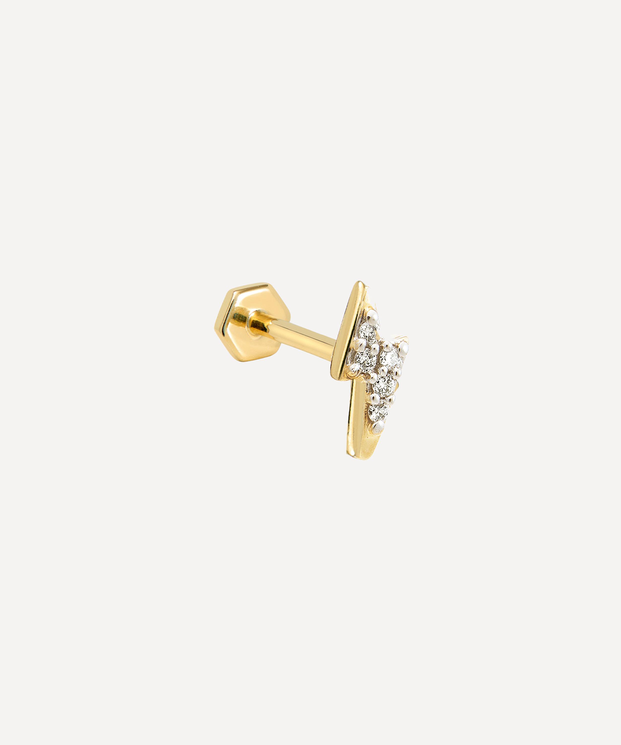 Rachel Jackson - 9ct Gold Diamond Lightning Bolt Labret Earring image number 0