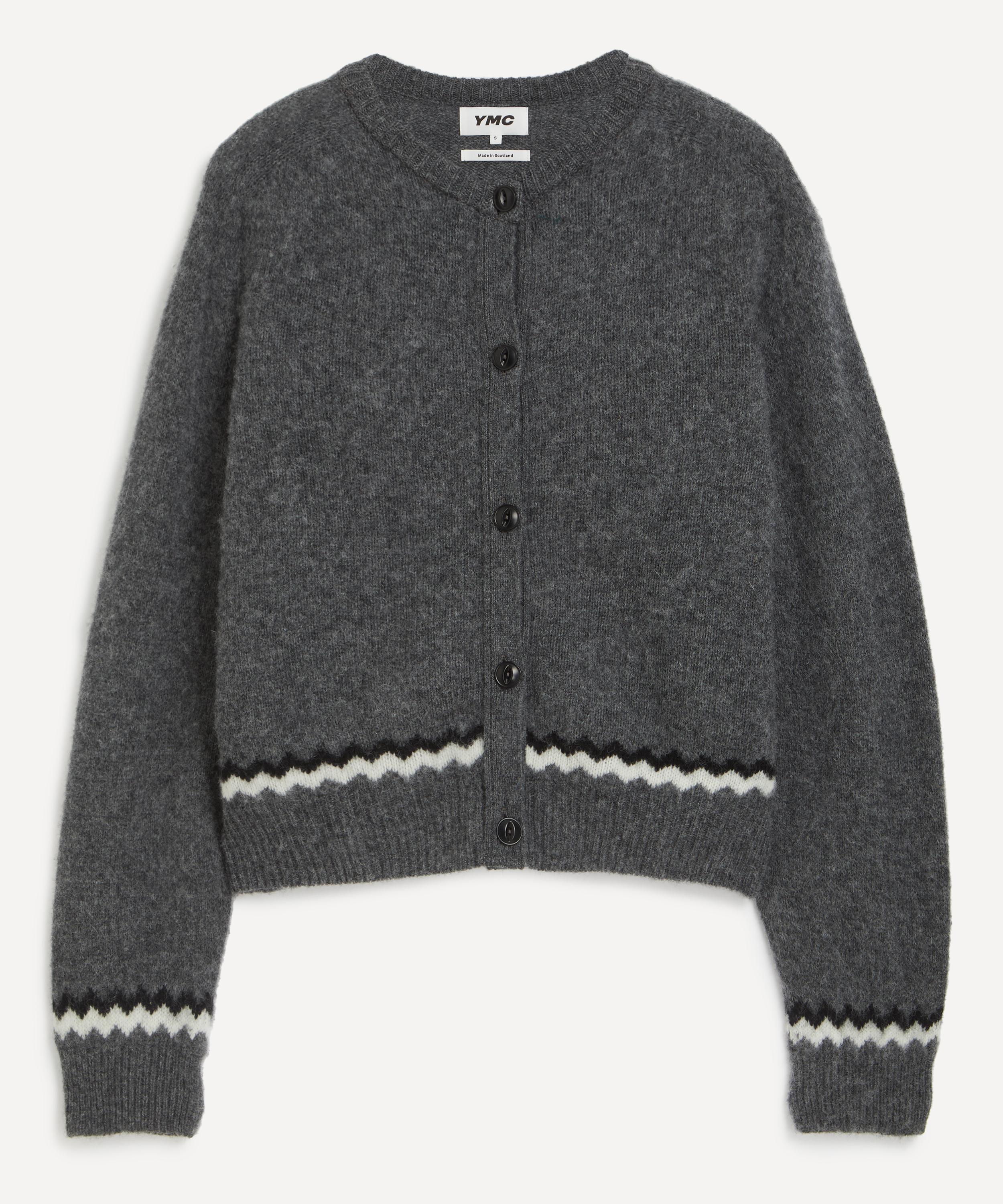 YMC - Atomic Grey Zig-Zag Wool Cardigan