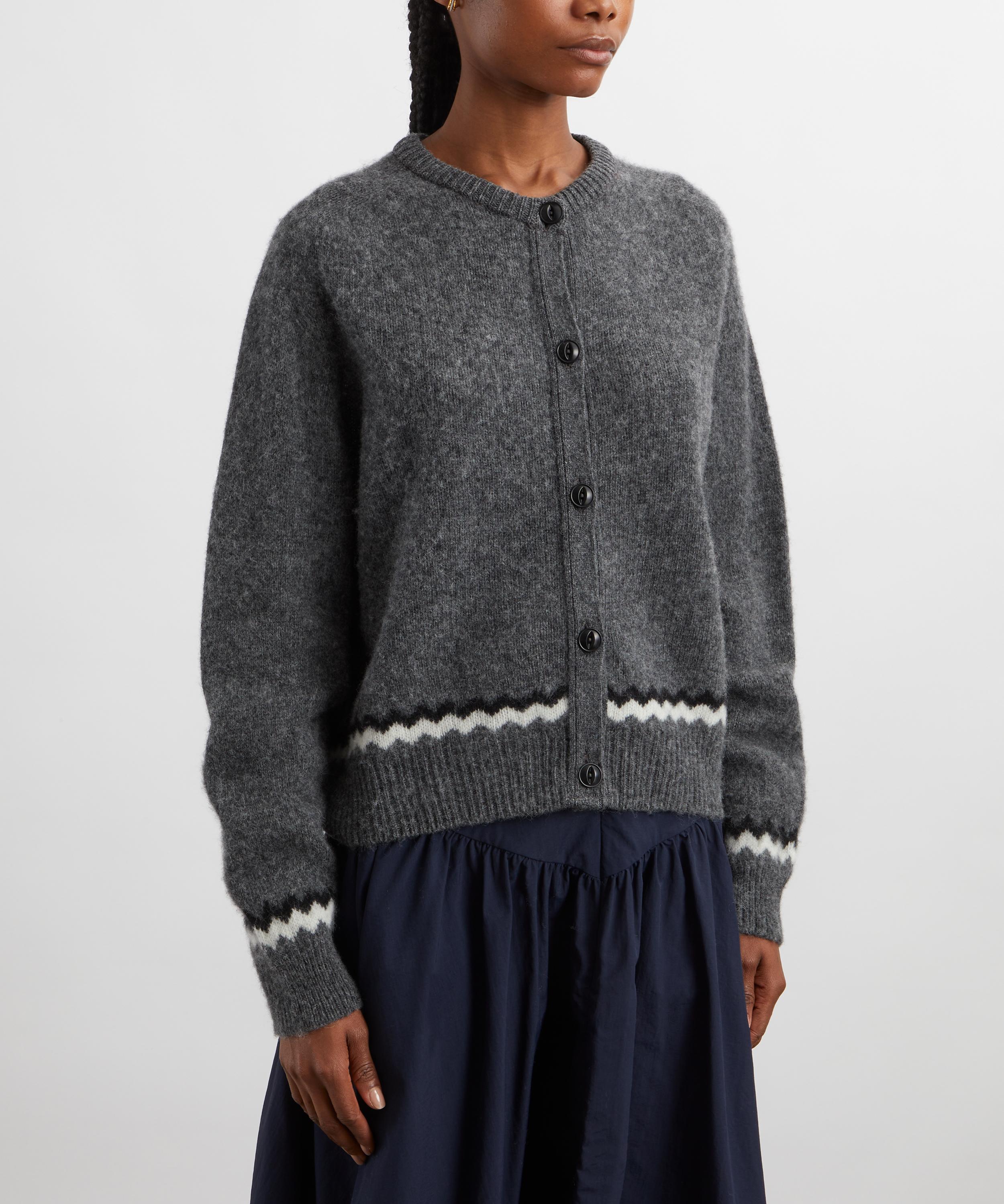 YMC - Atomic Grey Zig-Zag Wool Cardigan image number 2