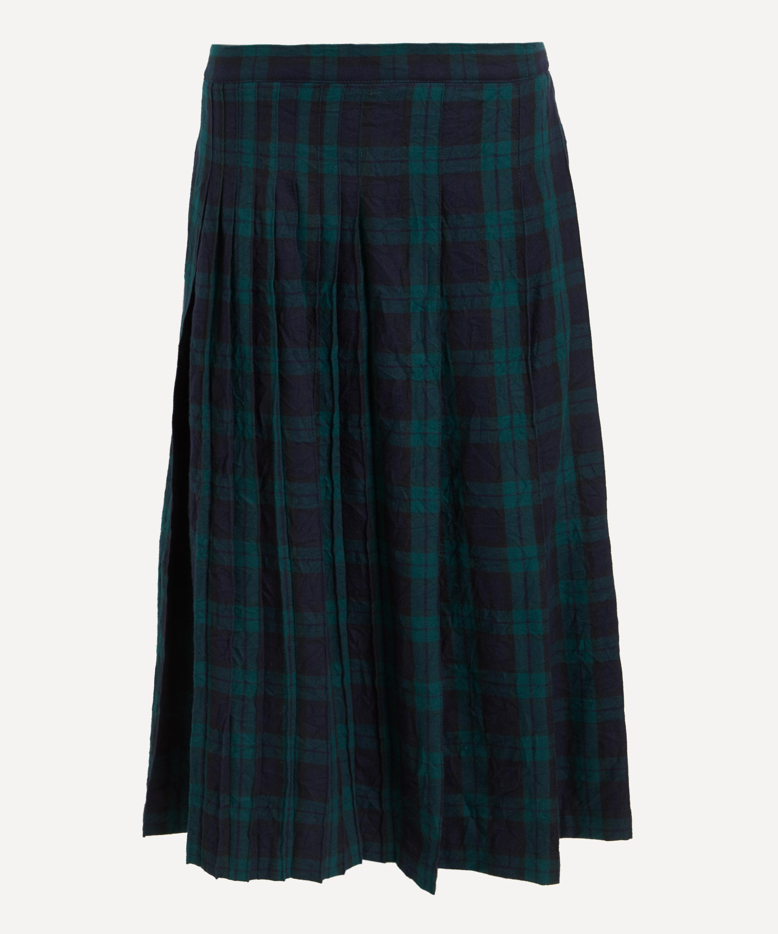 YMC - Rosetta Pleated Plaid Midi Skirt image number 0