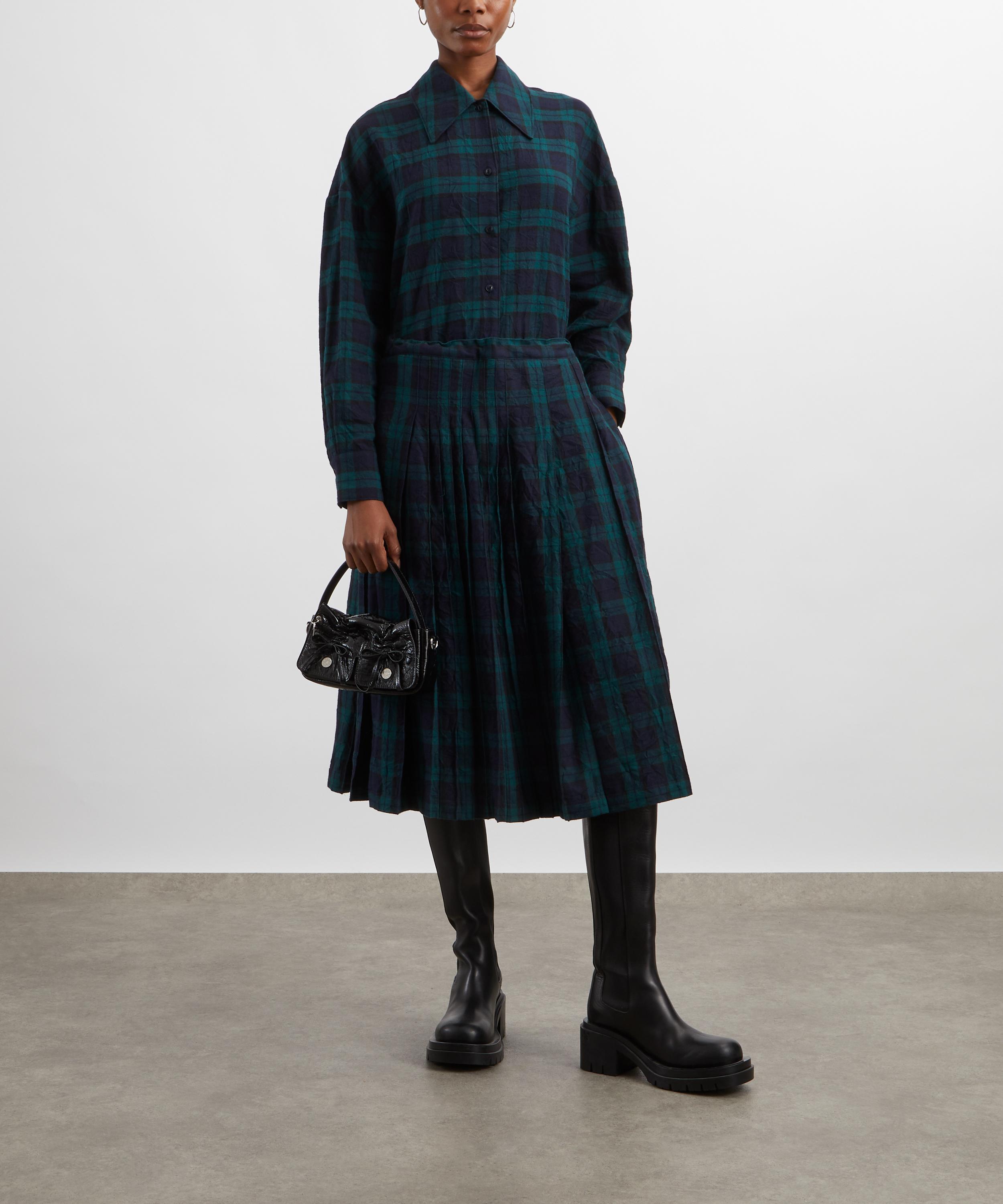 YMC - Rosetta Pleated Plaid Midi Skirt image number 1