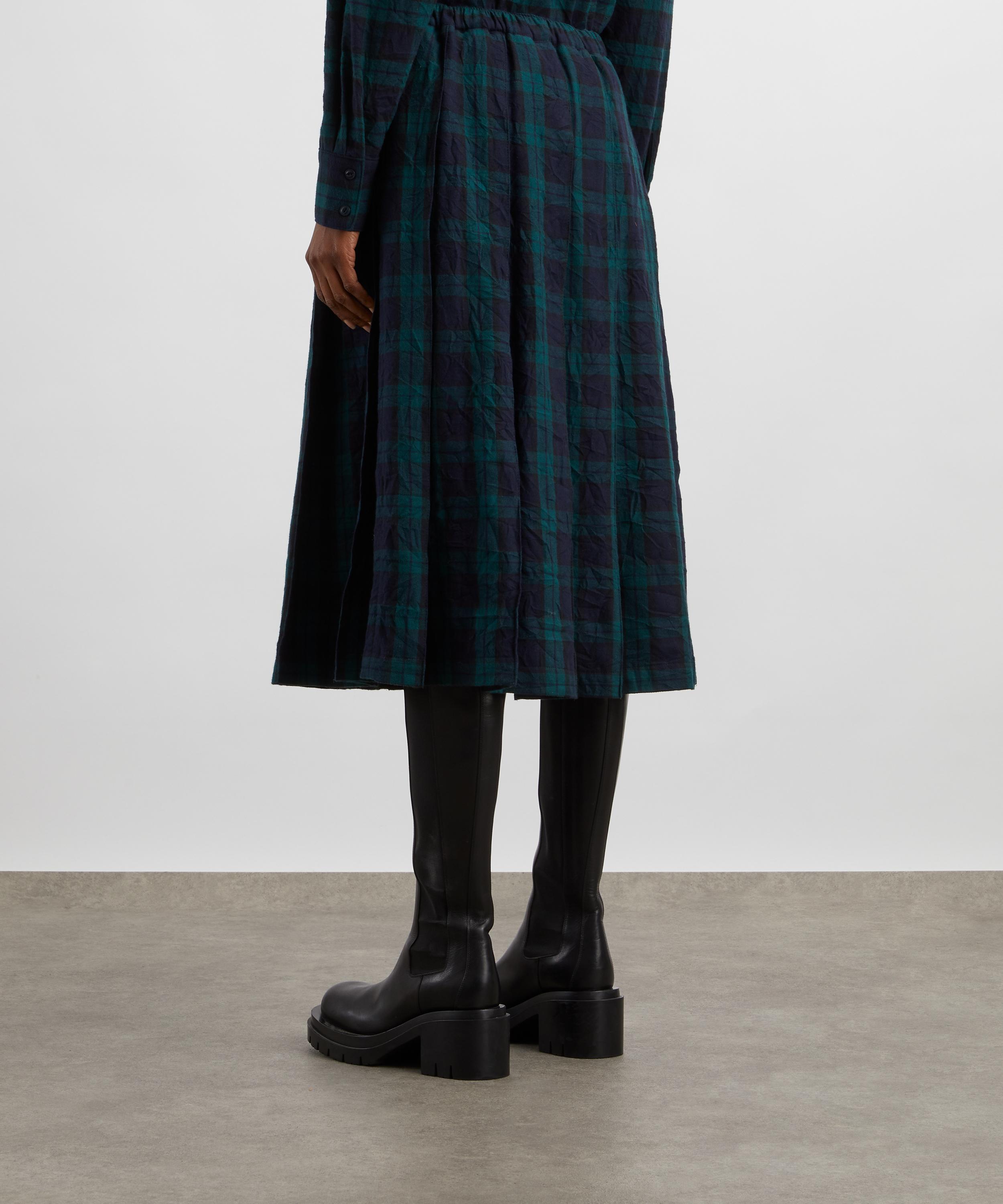 YMC - Rosetta Pleated Plaid Midi Skirt image number 3