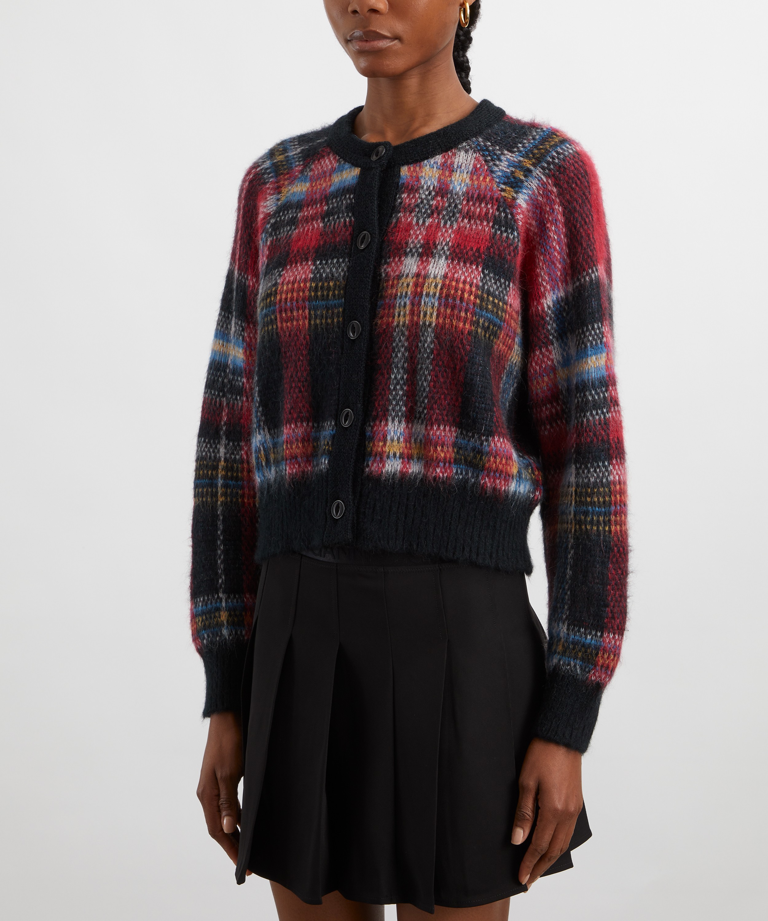 YMC - Foxtail Tartan Knitted Cardigan image number 2