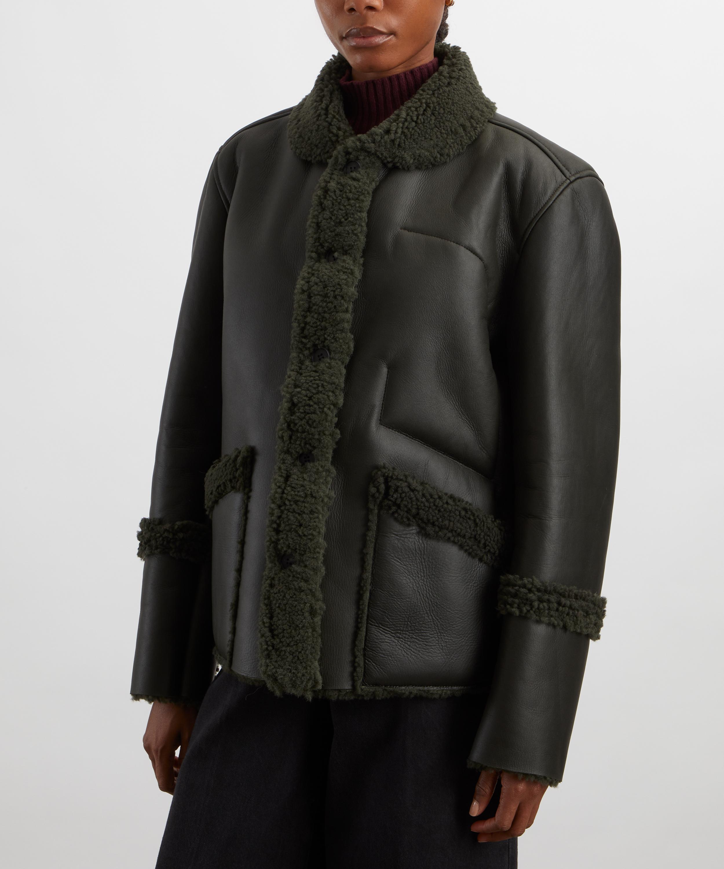 YMC - Green Neu Shearling Leather Jacket image number 2