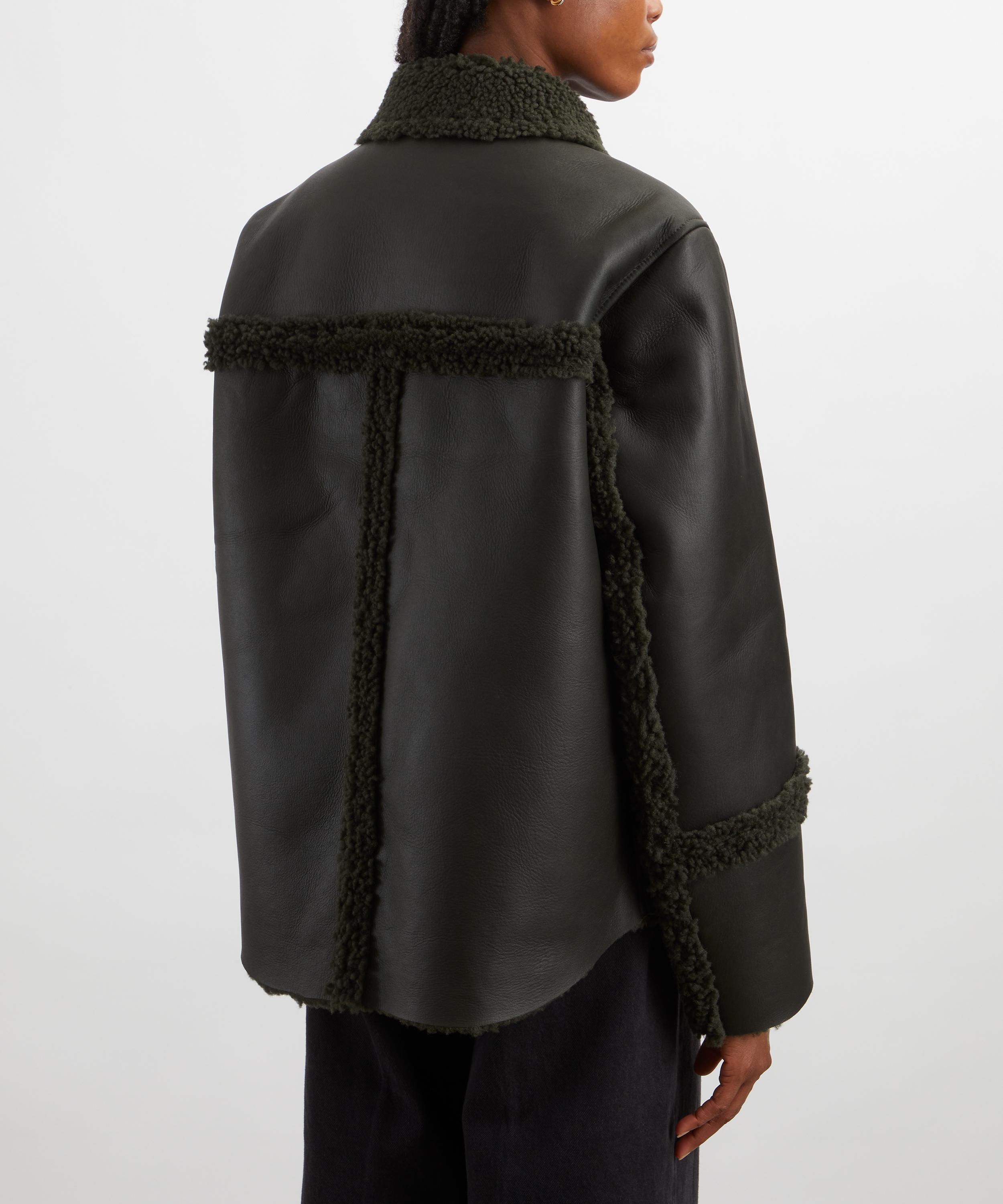 YMC - Green Neu Shearling Leather Jacket image number 3