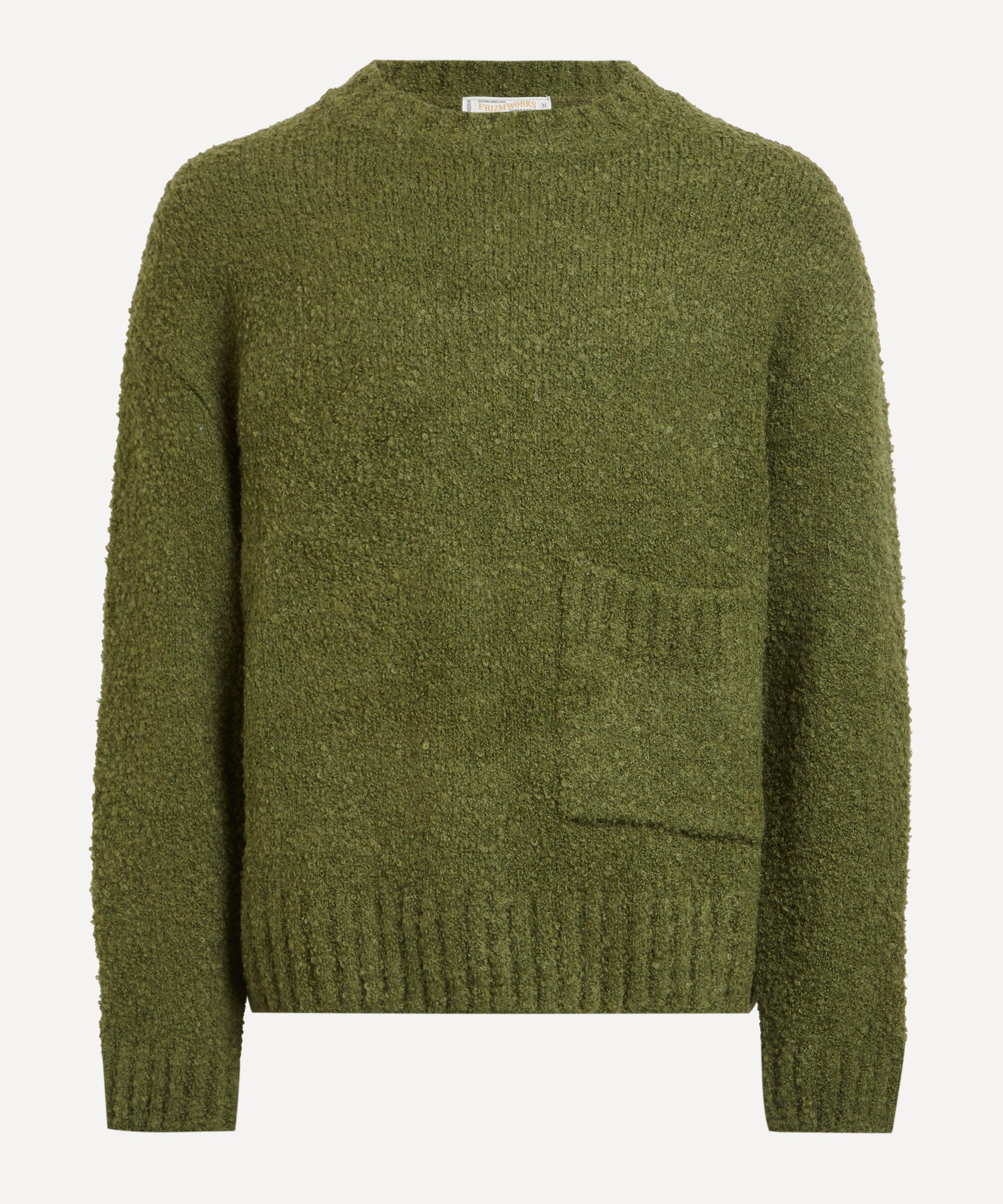 FrizmWORKS - Olive Alpaca Boucle Crew Knit Jumper 