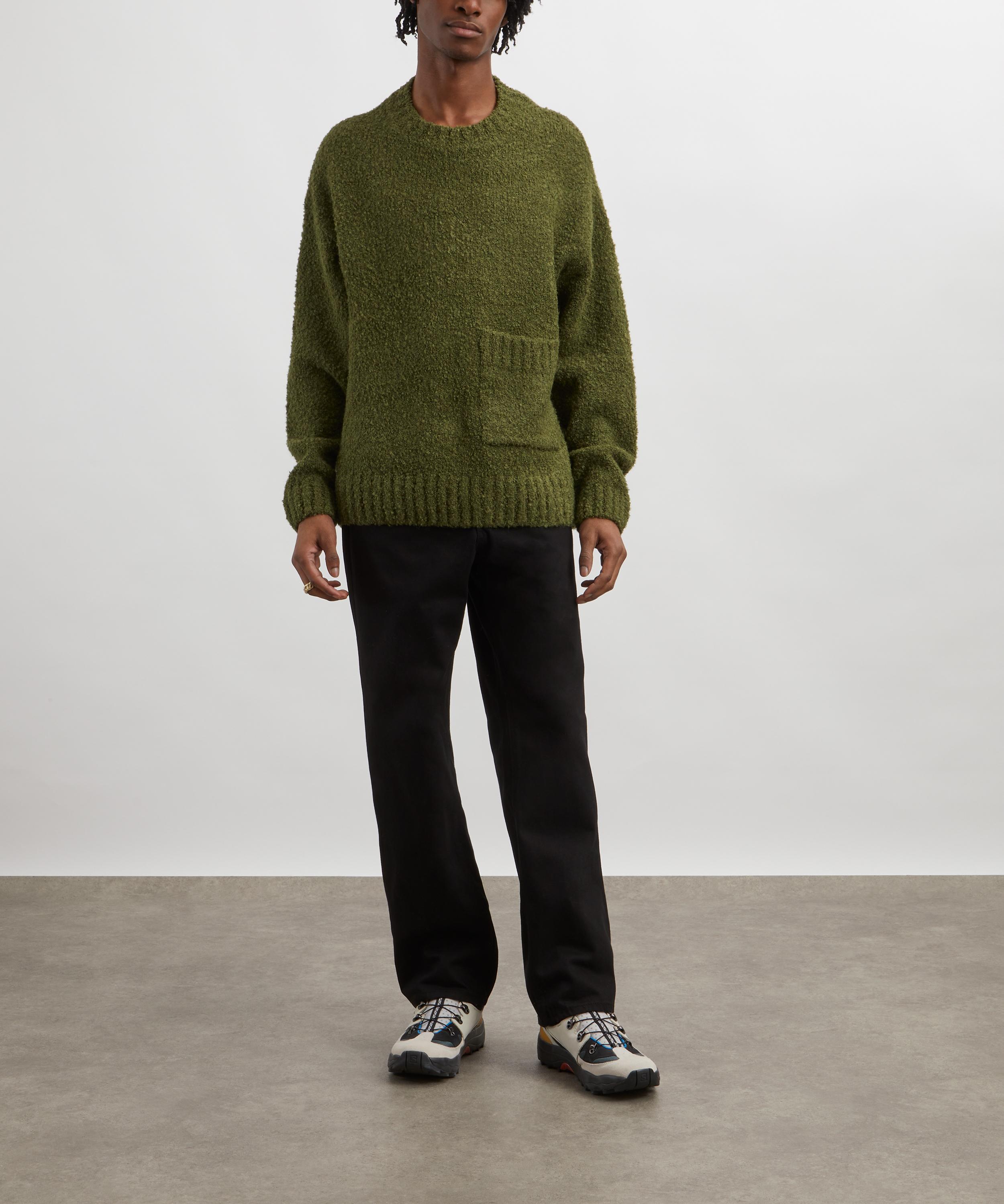 FrizmWORKS - Olive Alpaca Boucle Crew Knit Jumper  image number 1