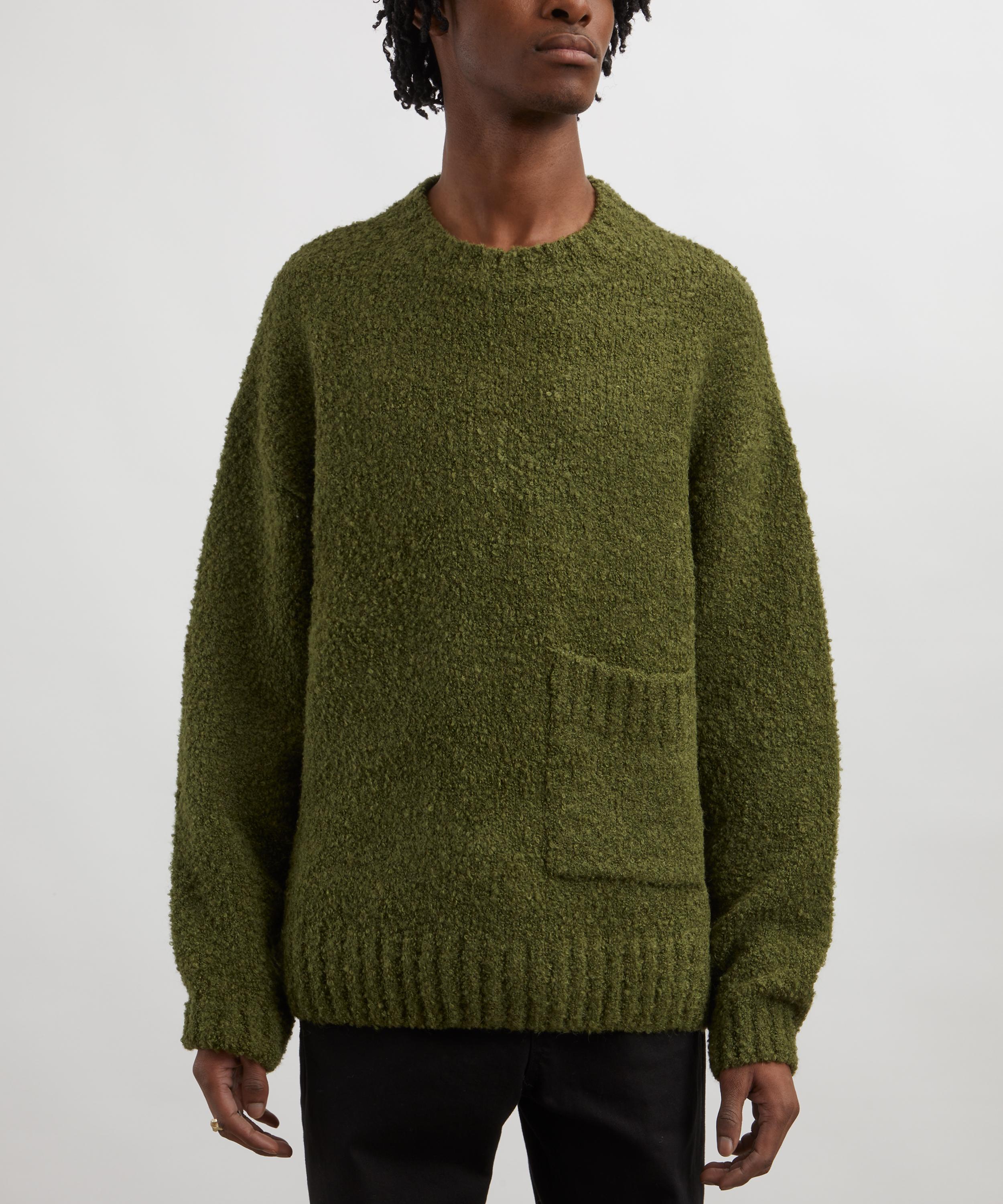 FrizmWORKS - Olive Alpaca Boucle Crew Knit Jumper  image number 2