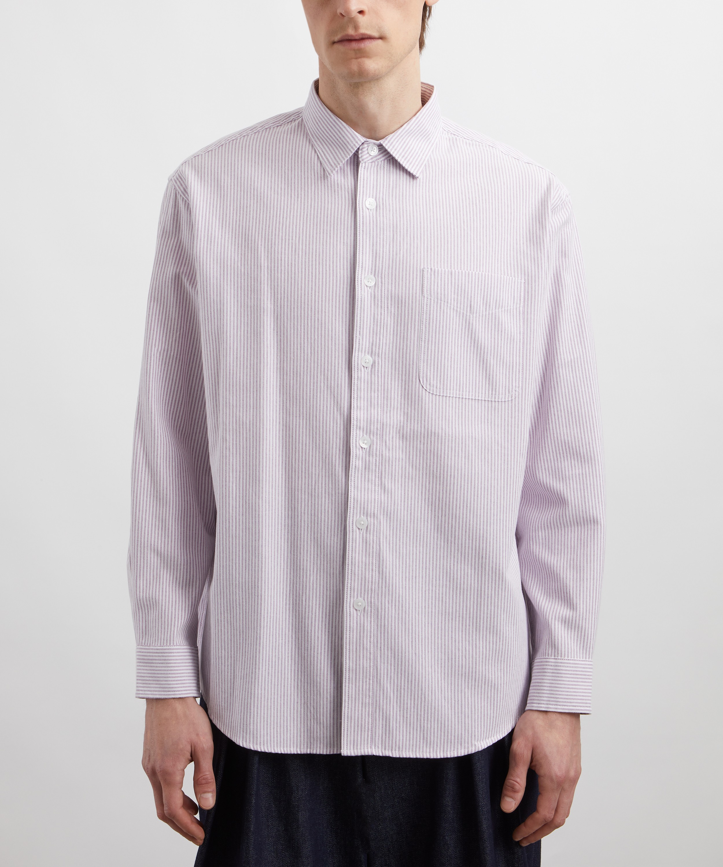 FrizmWORKS - OG Pinstriped Cotton-Blend Oversized Shirt image number 2