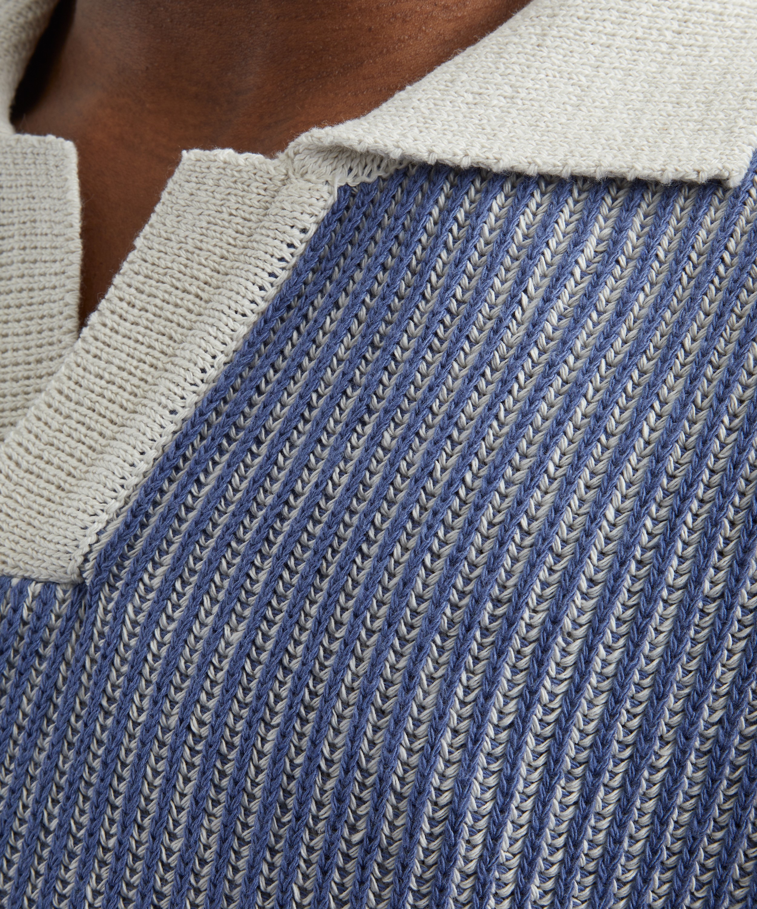 Le17septembre - Knitted Blue Striped Polo Shirt image number 4