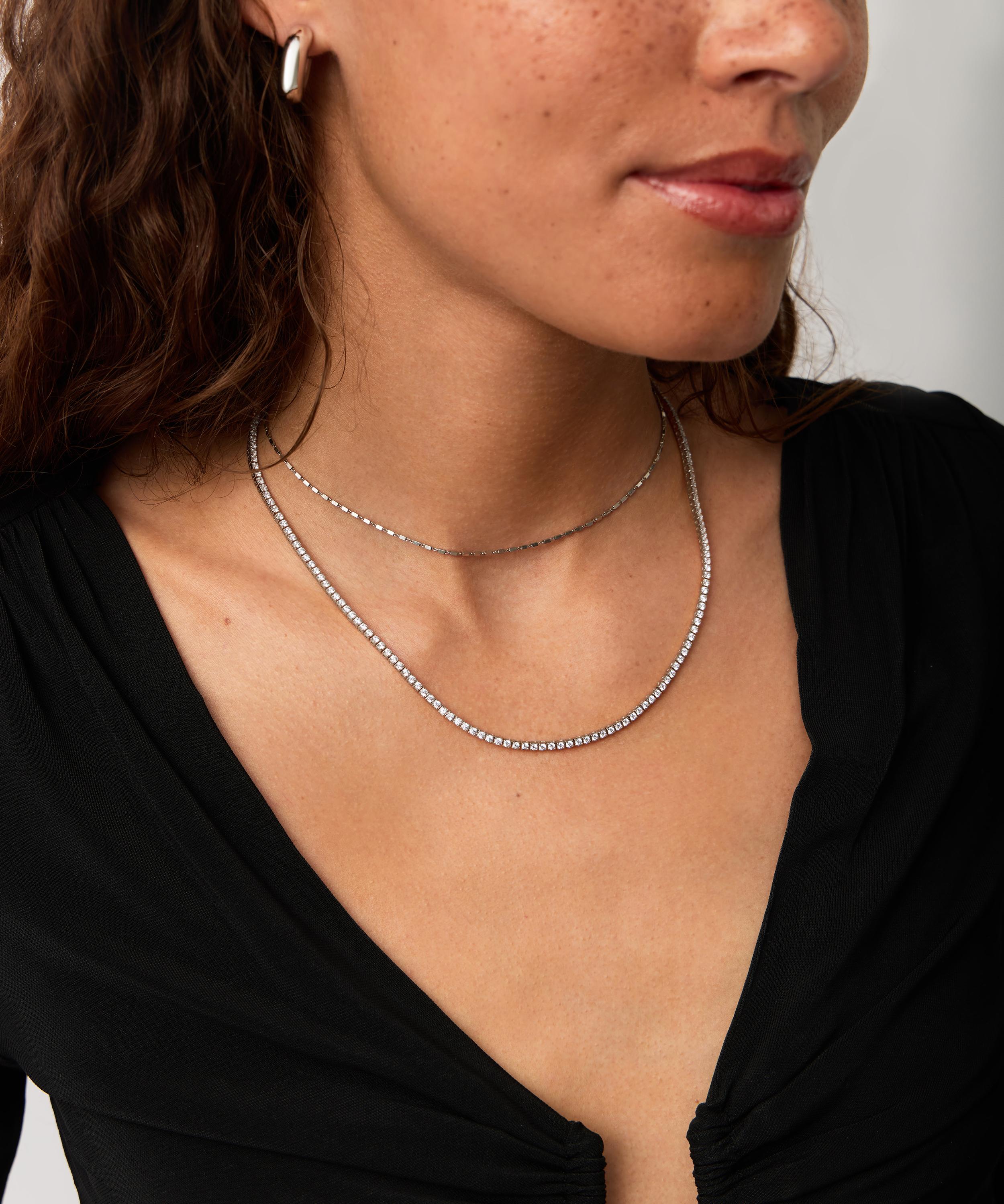 Missoma - Rhodium-Plated Classic Tennis Necklace image number 1