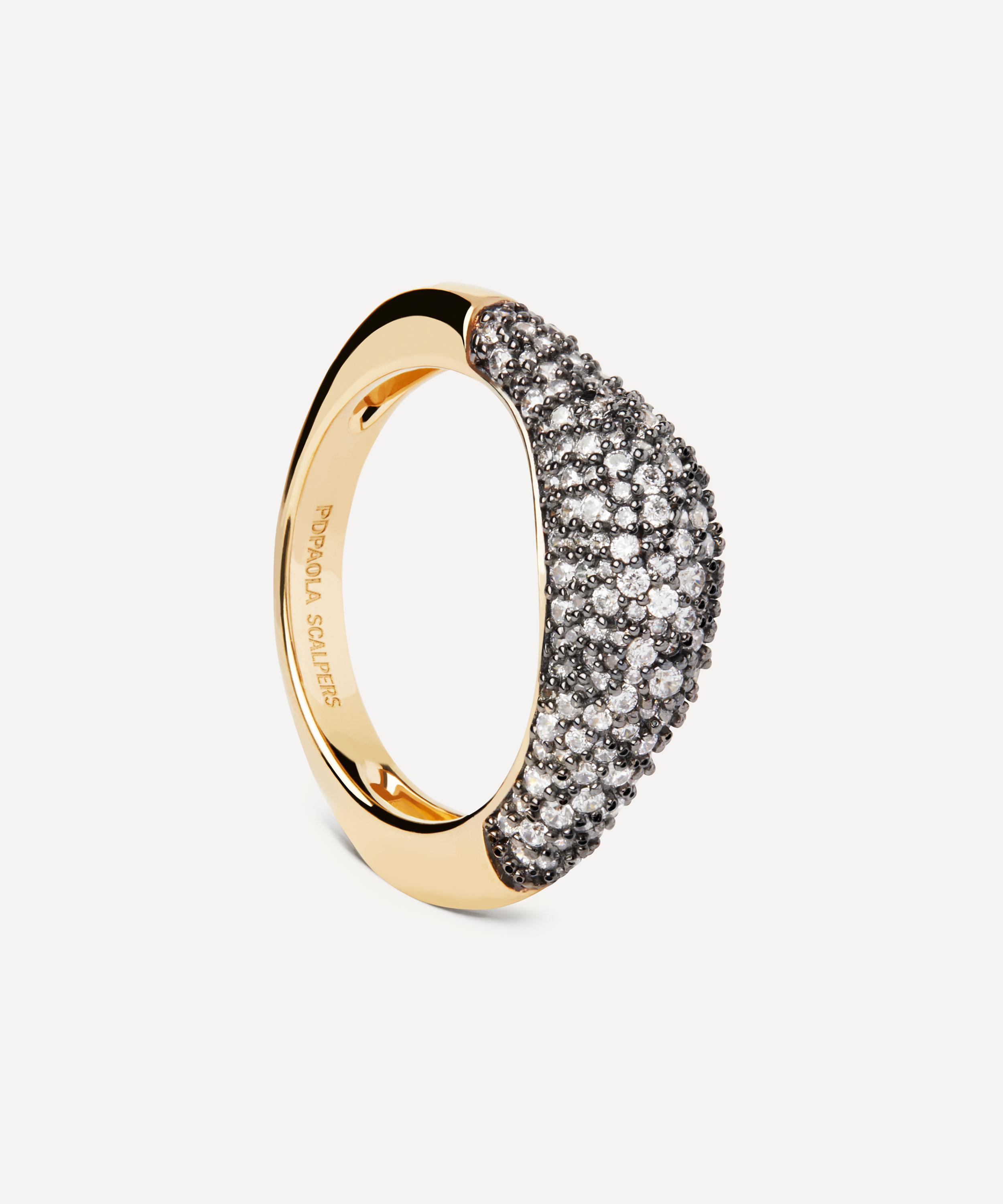 PDPAOLA - 18ct Gold-Plated Pavé Duna Ring image number 0