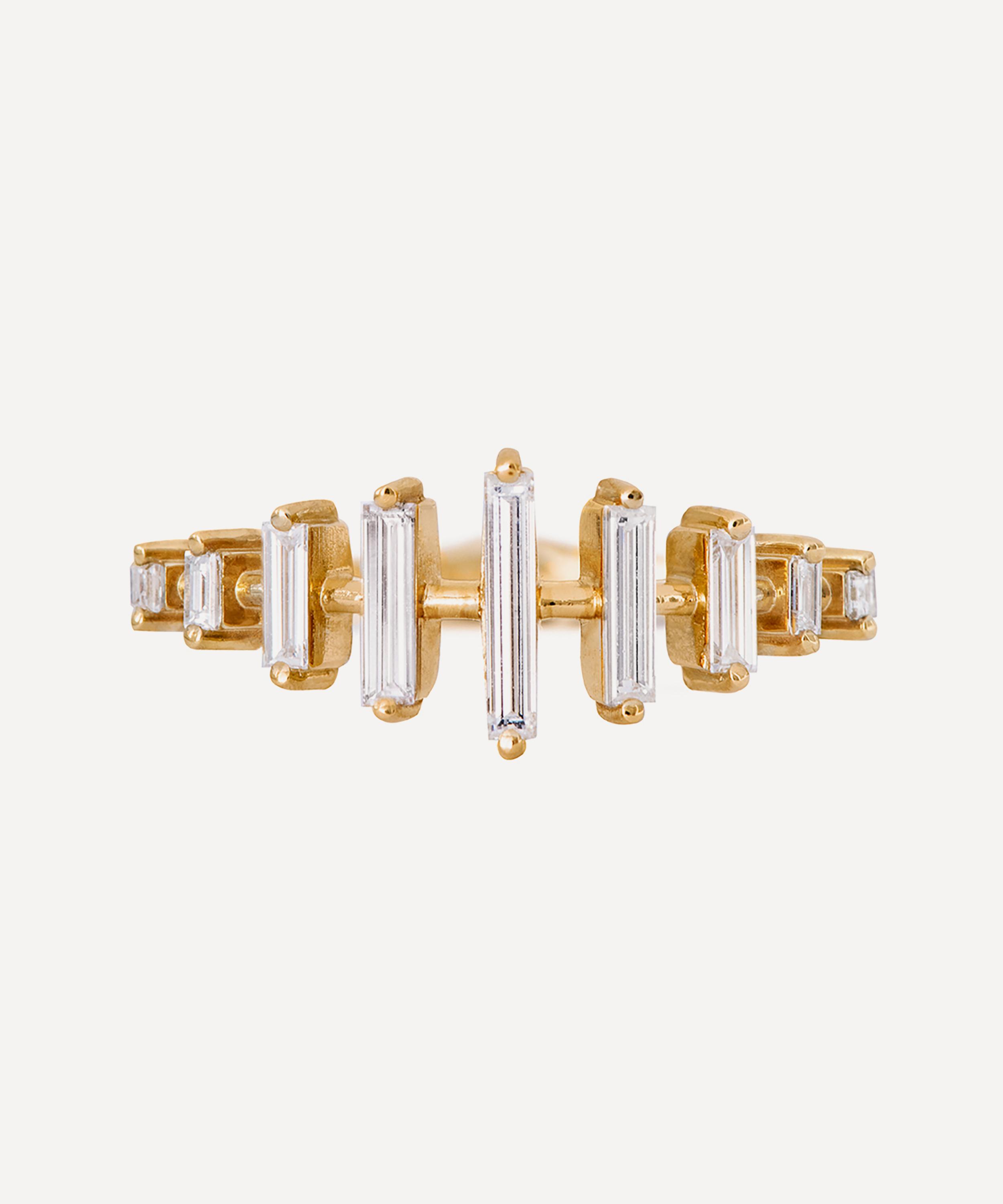 Artemer - 18ct Gold Spaced Needle Baguette Diamond Ring