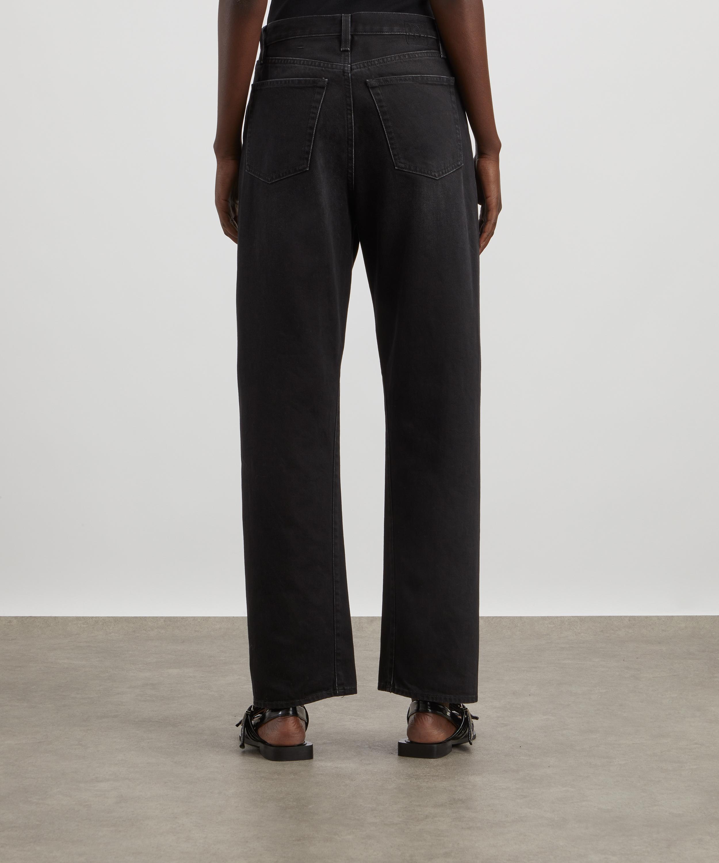 Toteme - Twisted Seam Full Length Denim Jeans in Faded Black image number 3