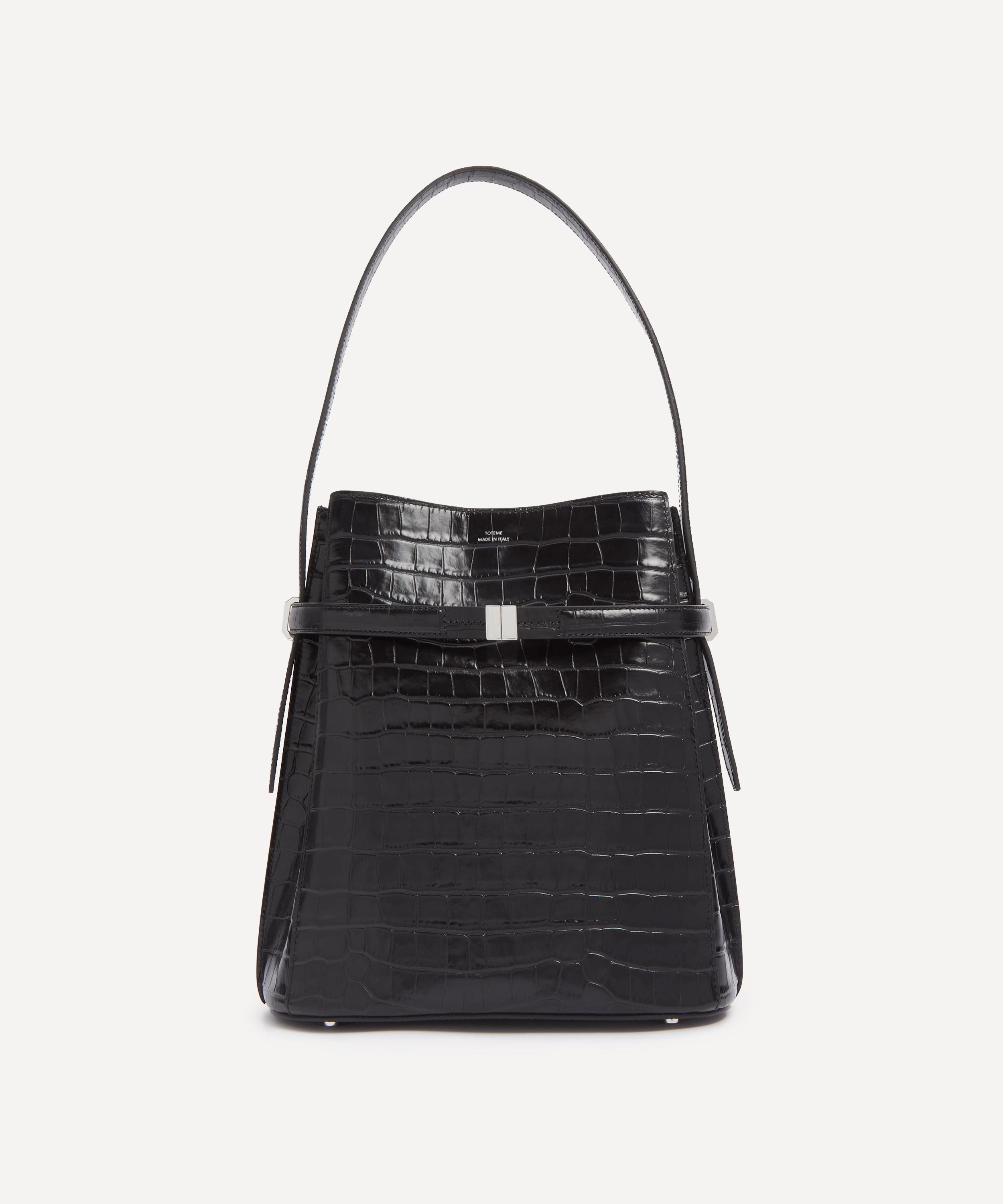 Toteme - Belted Croc-Embossed Leather Bucket Bag image number 0