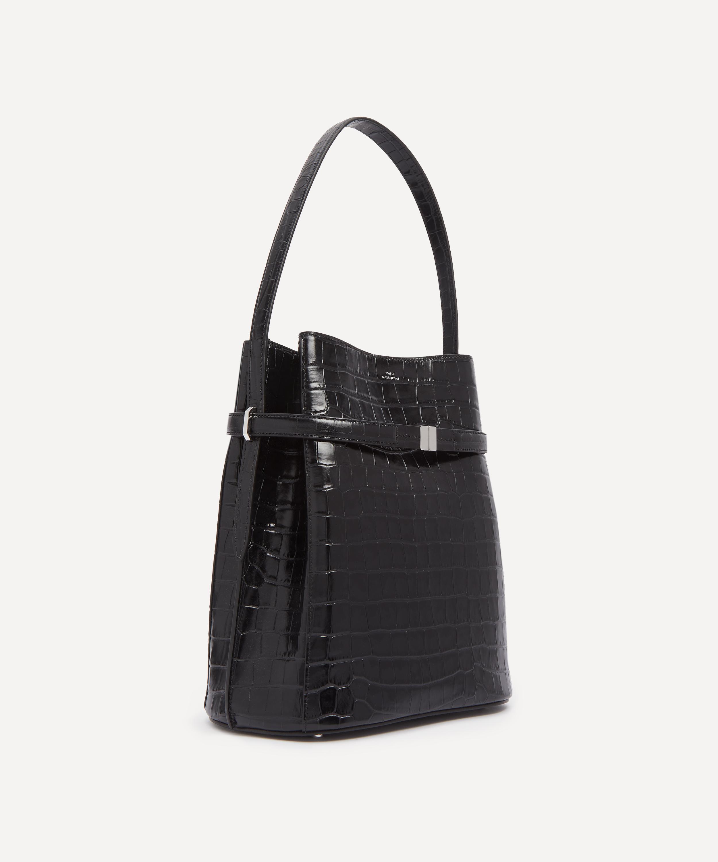 Toteme - Belted Croc-Embossed Leather Bucket Bag image number 2