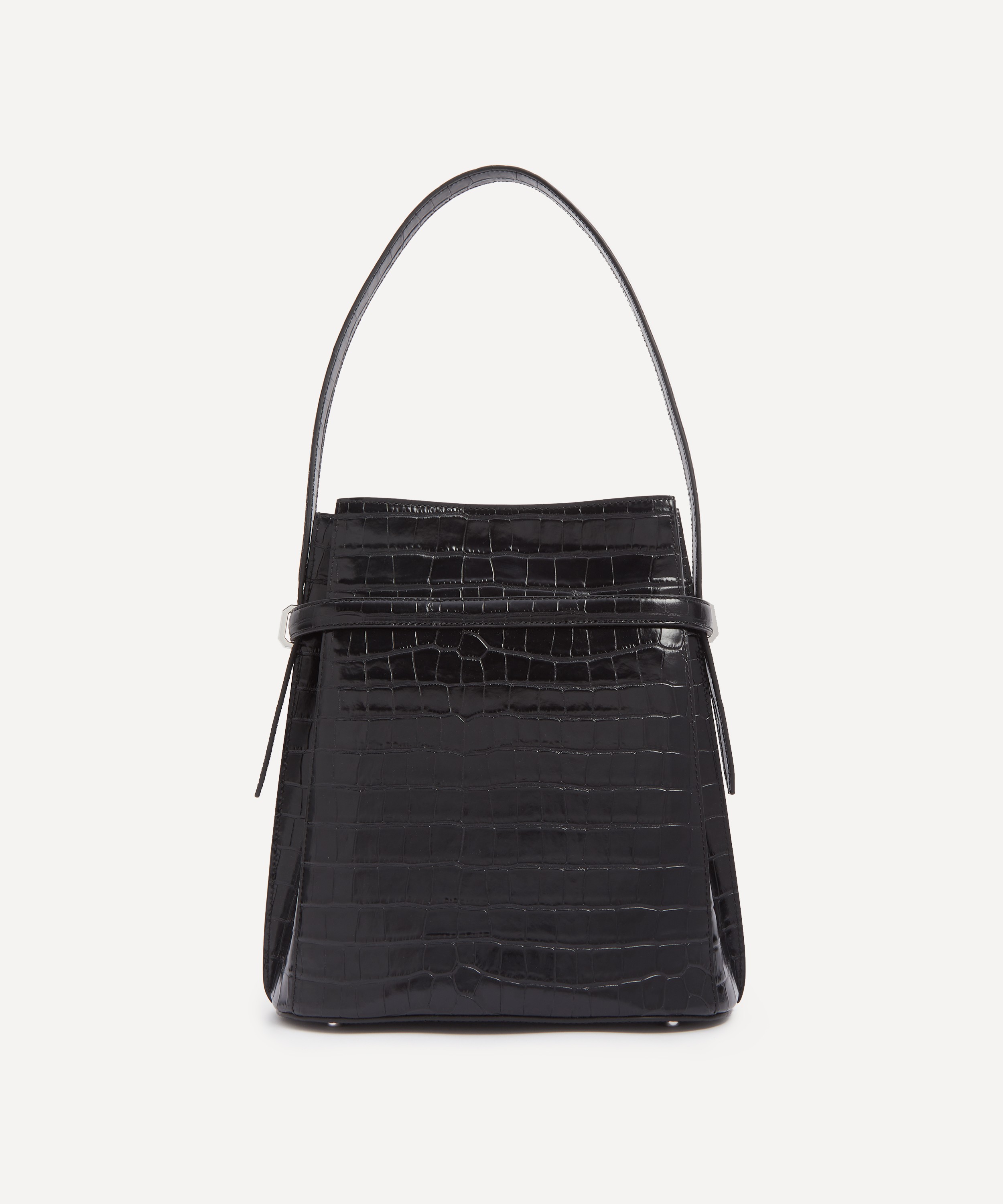 Toteme - Belted Croc-Embossed Leather Bucket Bag image number 3