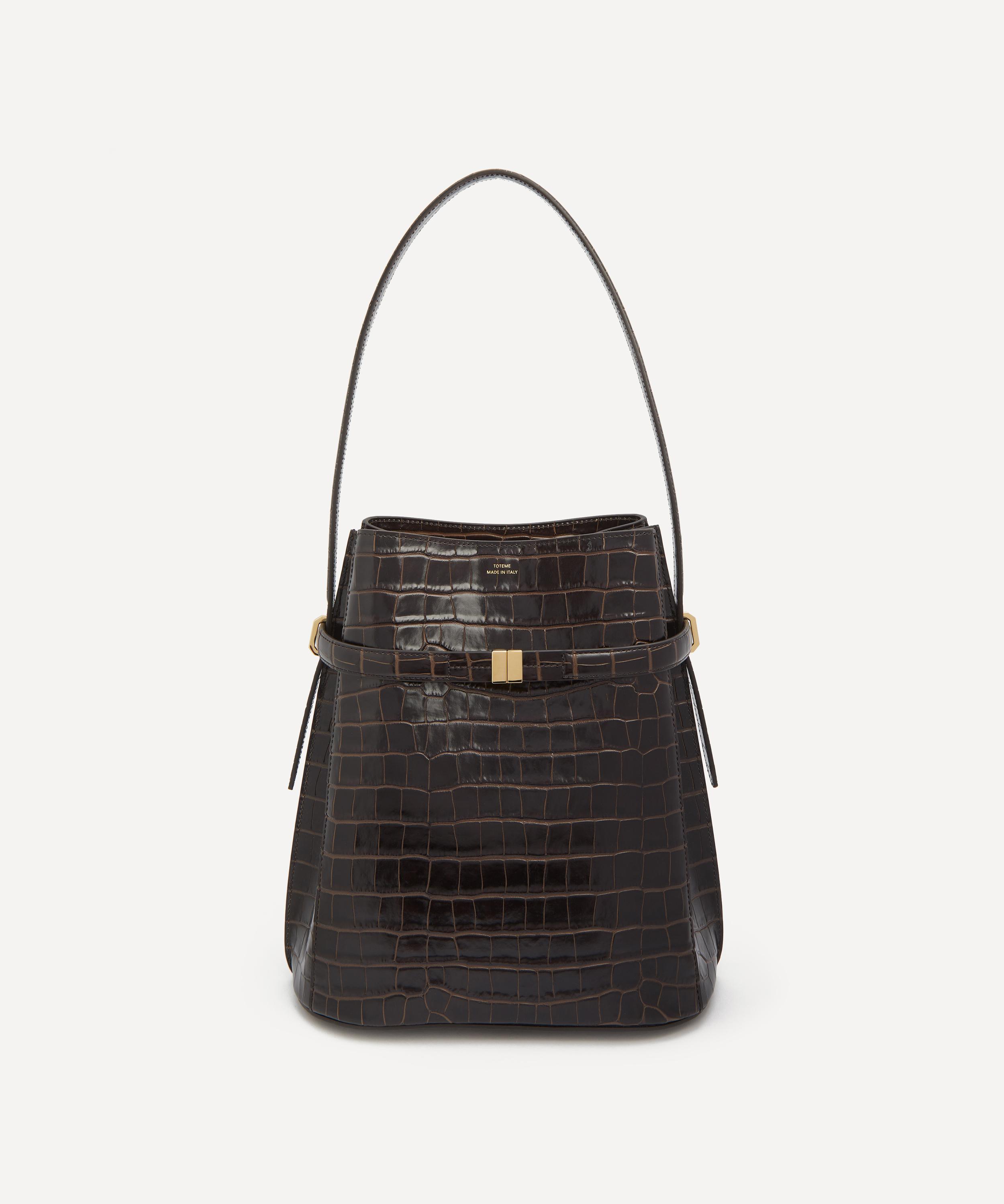 Toteme - Belted Croc-Embossed Leather Bucket Bag image number 0