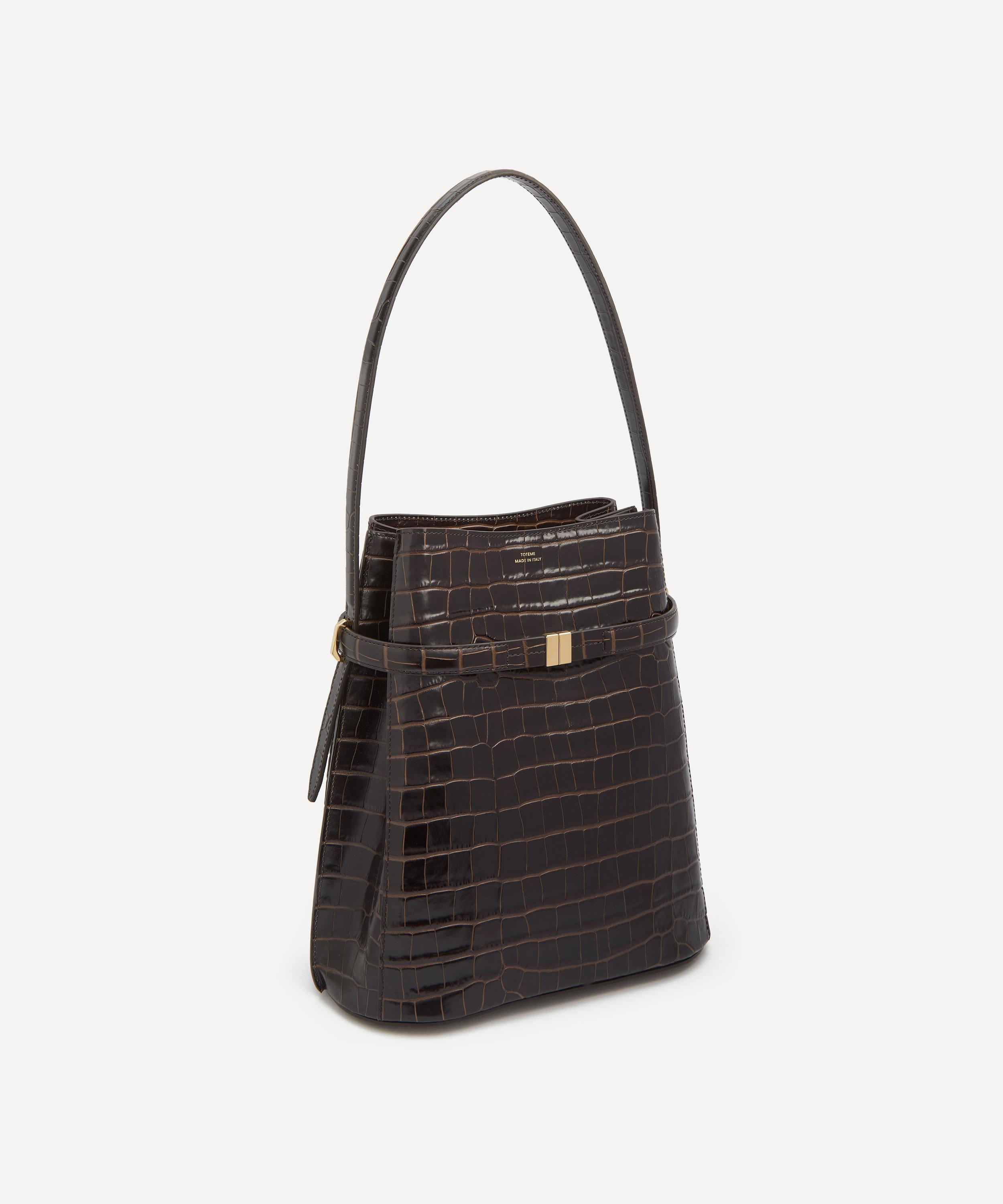 Toteme - Belted Croc-Embossed Leather Bucket Bag image number 2
