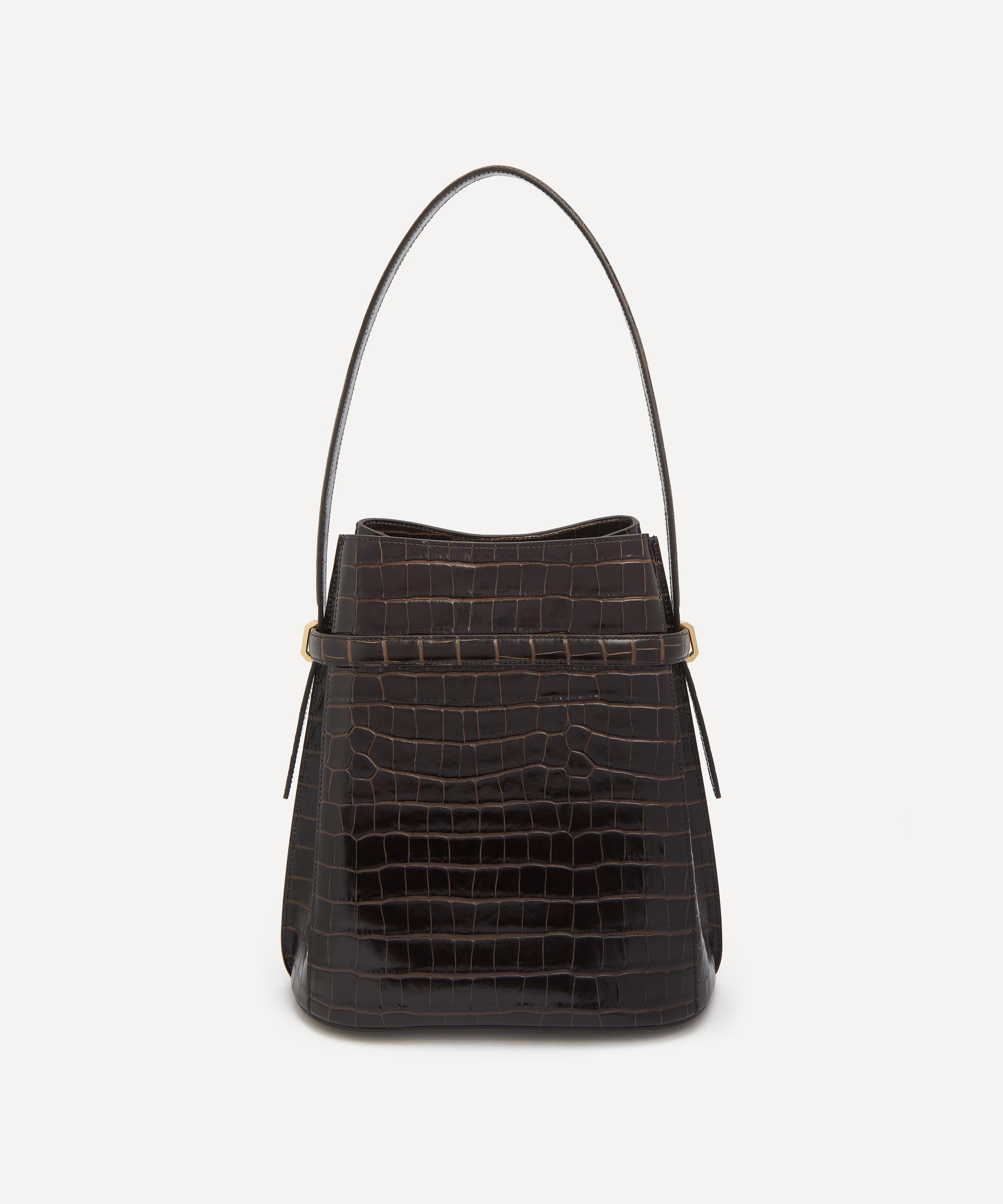 Toteme - Belted Croc-Embossed Leather Bucket Bag image number 3