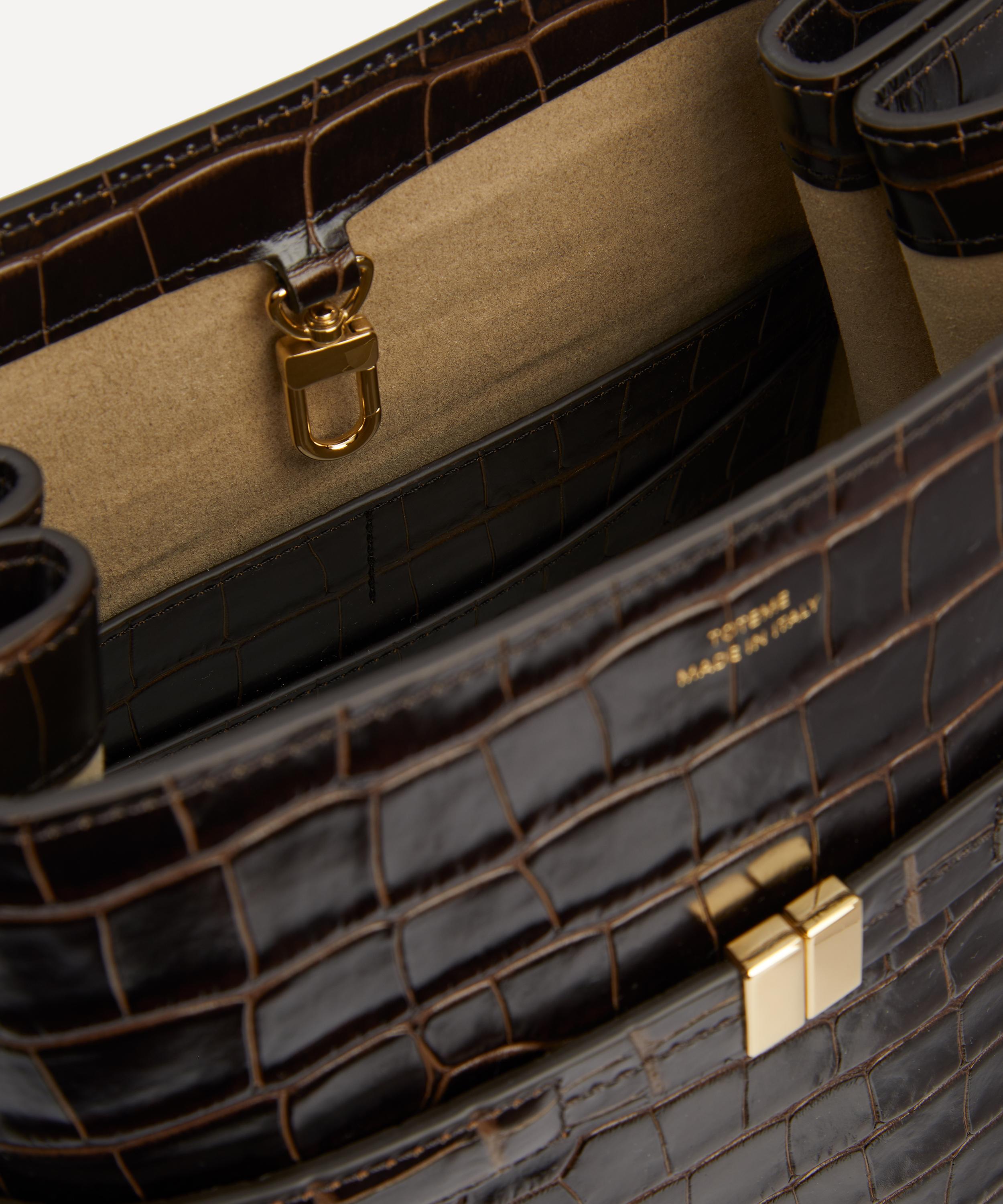 Toteme - Belted Croc-Embossed Leather Bucket Bag image number 5