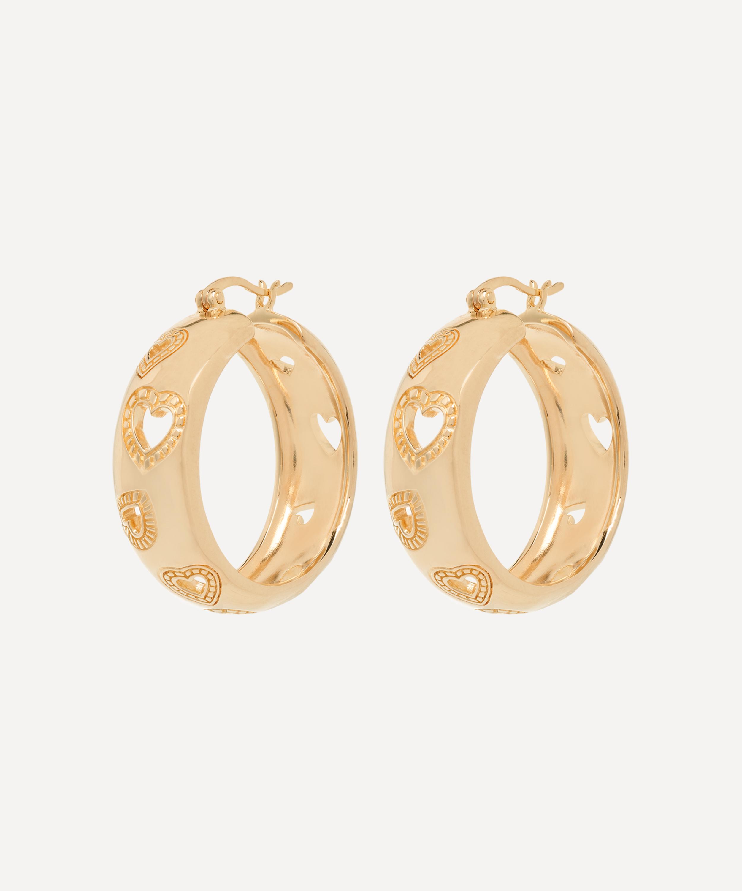 Anna + Nina - x Liberty Gold-Plated Large Open Heart Hoop Earrings image number 