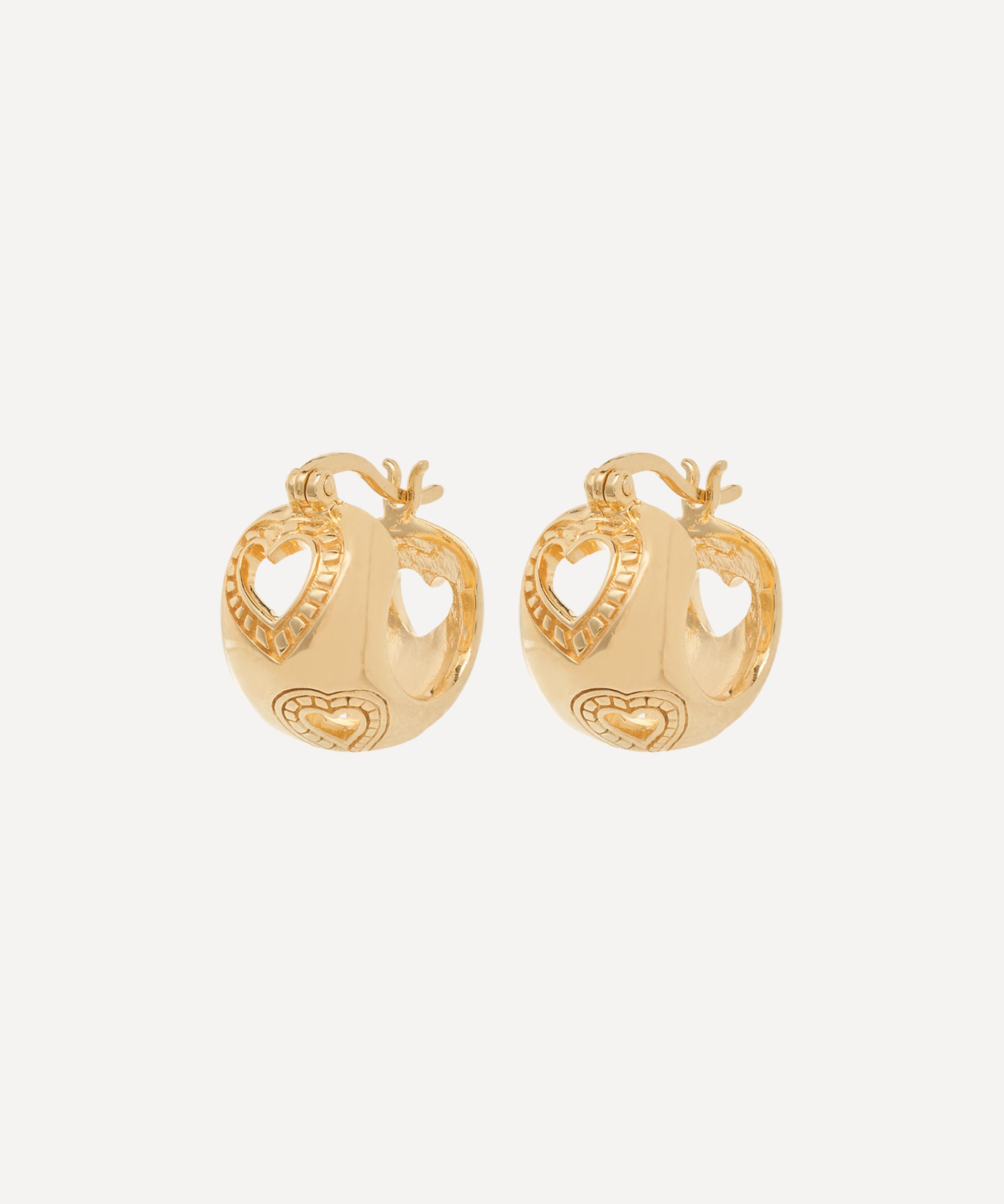 Anna + Nina - x Liberty Gold-Plated Small Open Heart Hoop Earrings image number 0