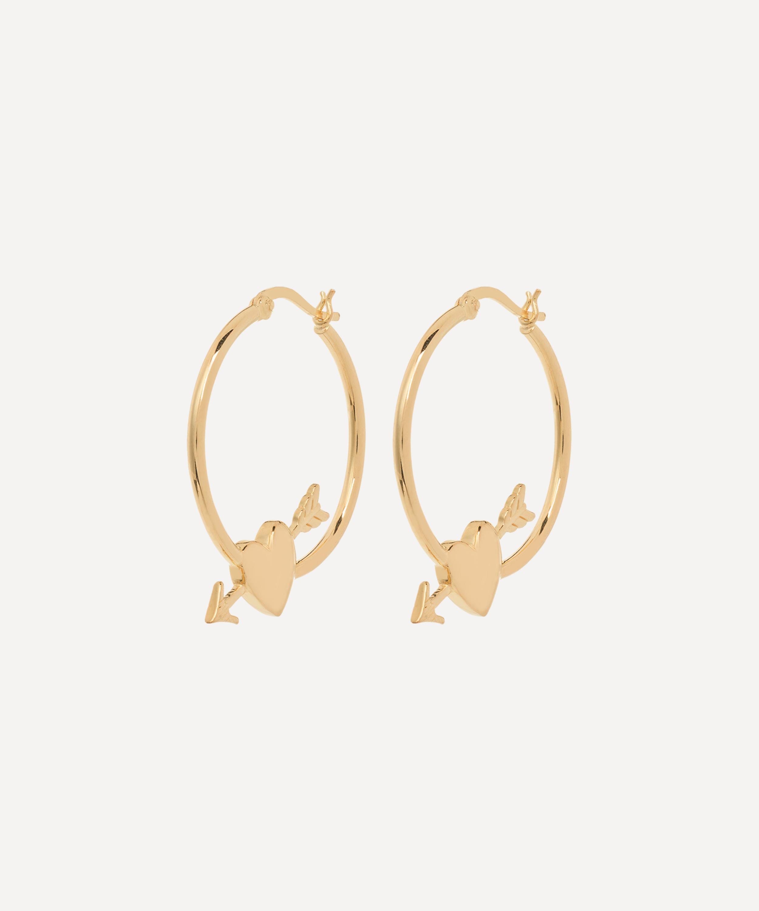 Anna + Nina - x Liberty Gold-Plated Arrowed Heart Hoop Earrings image number 0