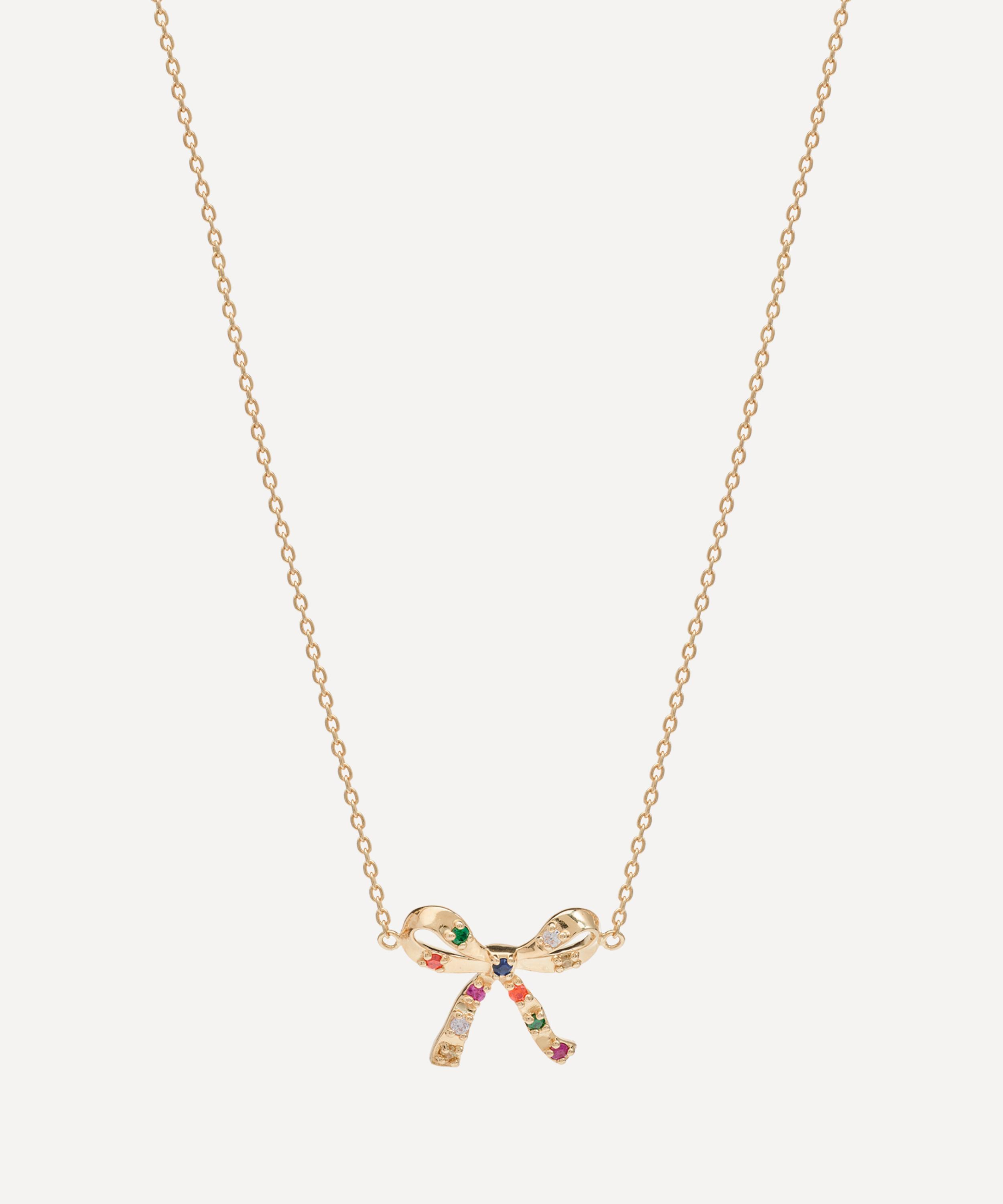 Anna + Nina - x Liberty Gold-Plated Rainbow Ribbon Pendant Necklace image number 0