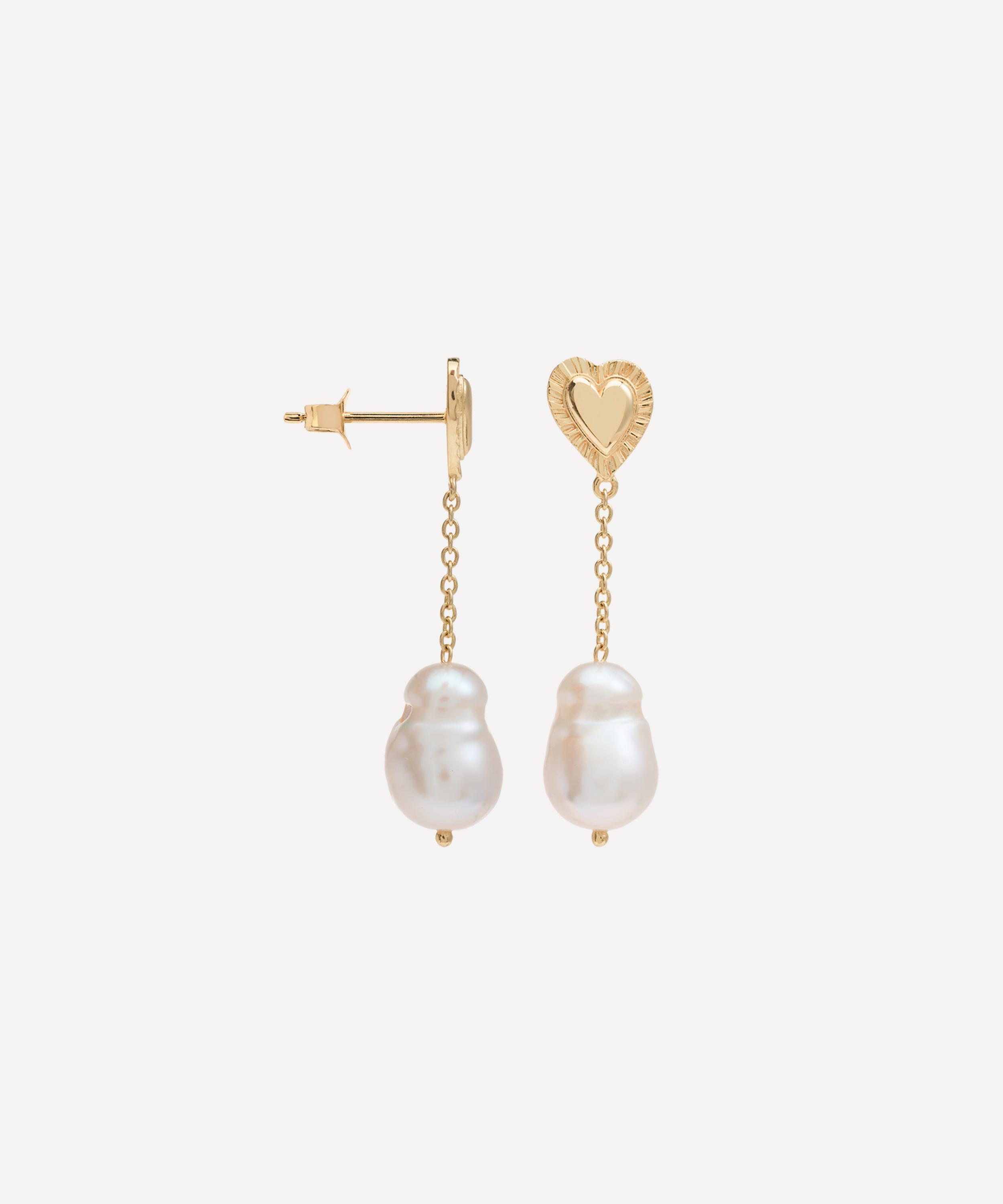 Anna + Nina - x Liberty 14ct Gold My Heart Dropped Drop Earring image number 0