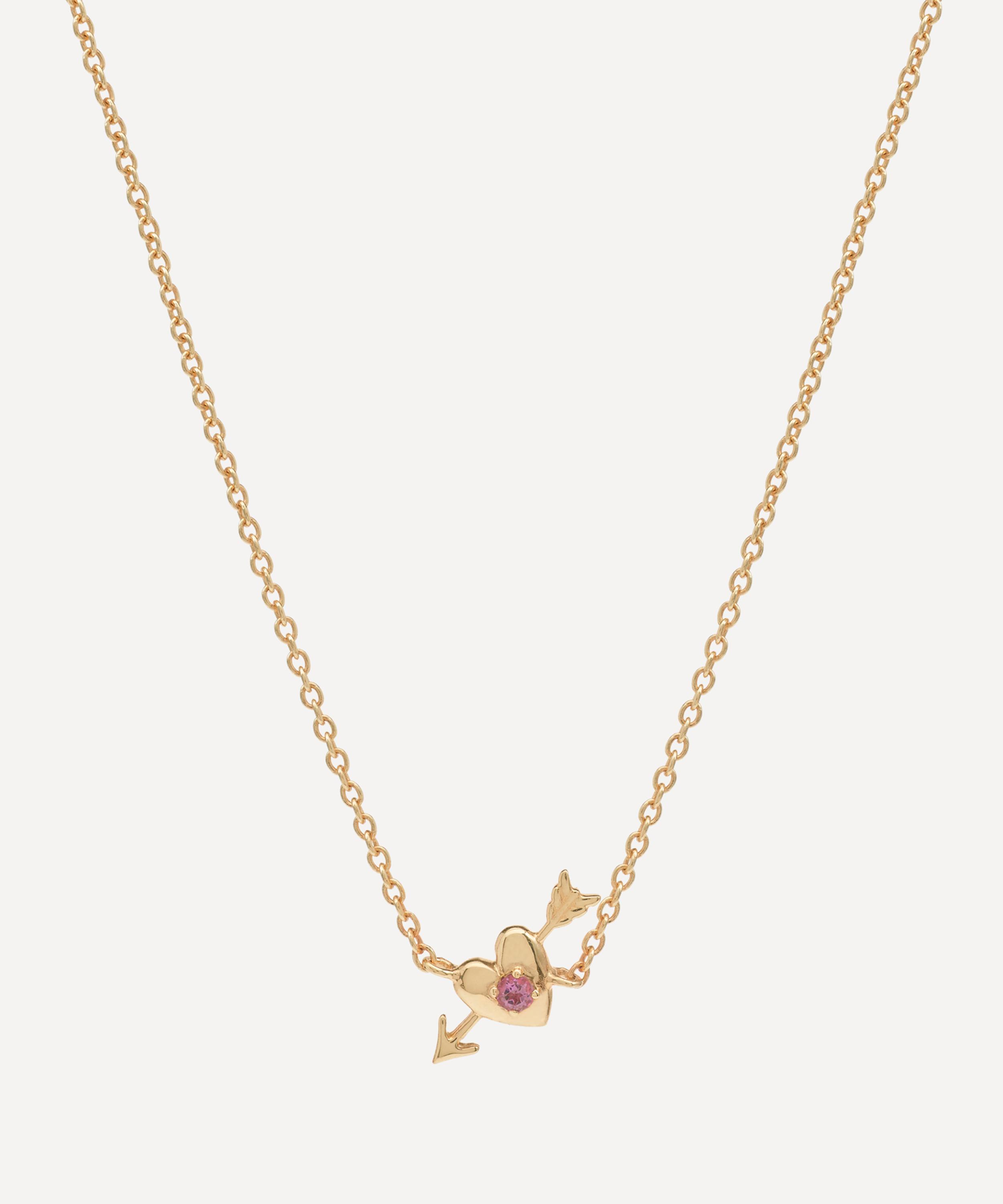 Anna + Nina - x Liberty 14ct Gold Arrowed Heart Pendant Necklace image number 0