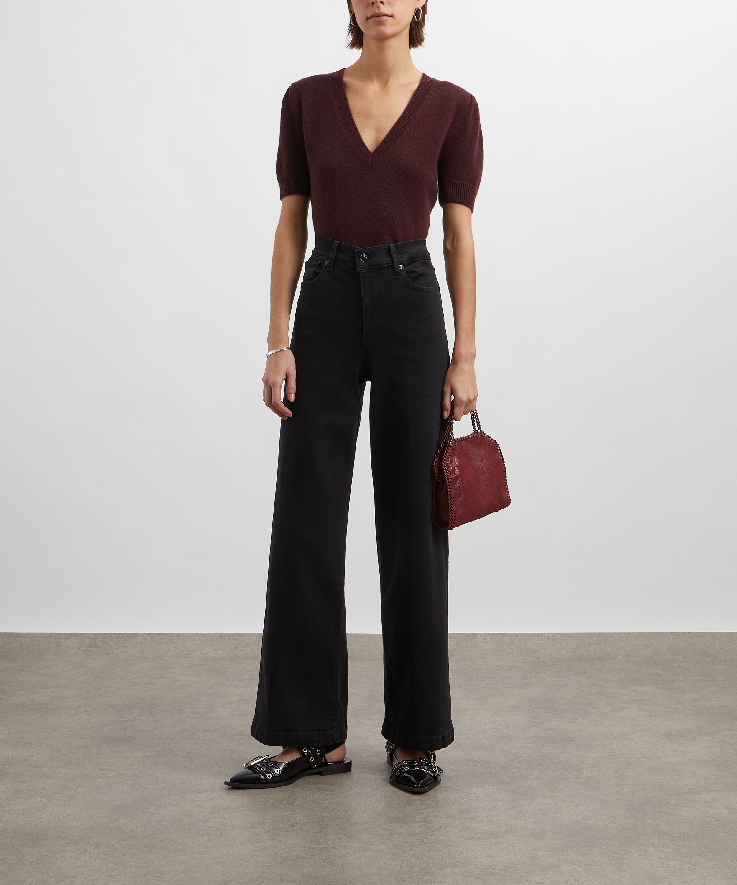 Frame - Le Slim Palazzo Wide Hem Jeans in Eightball image number 1