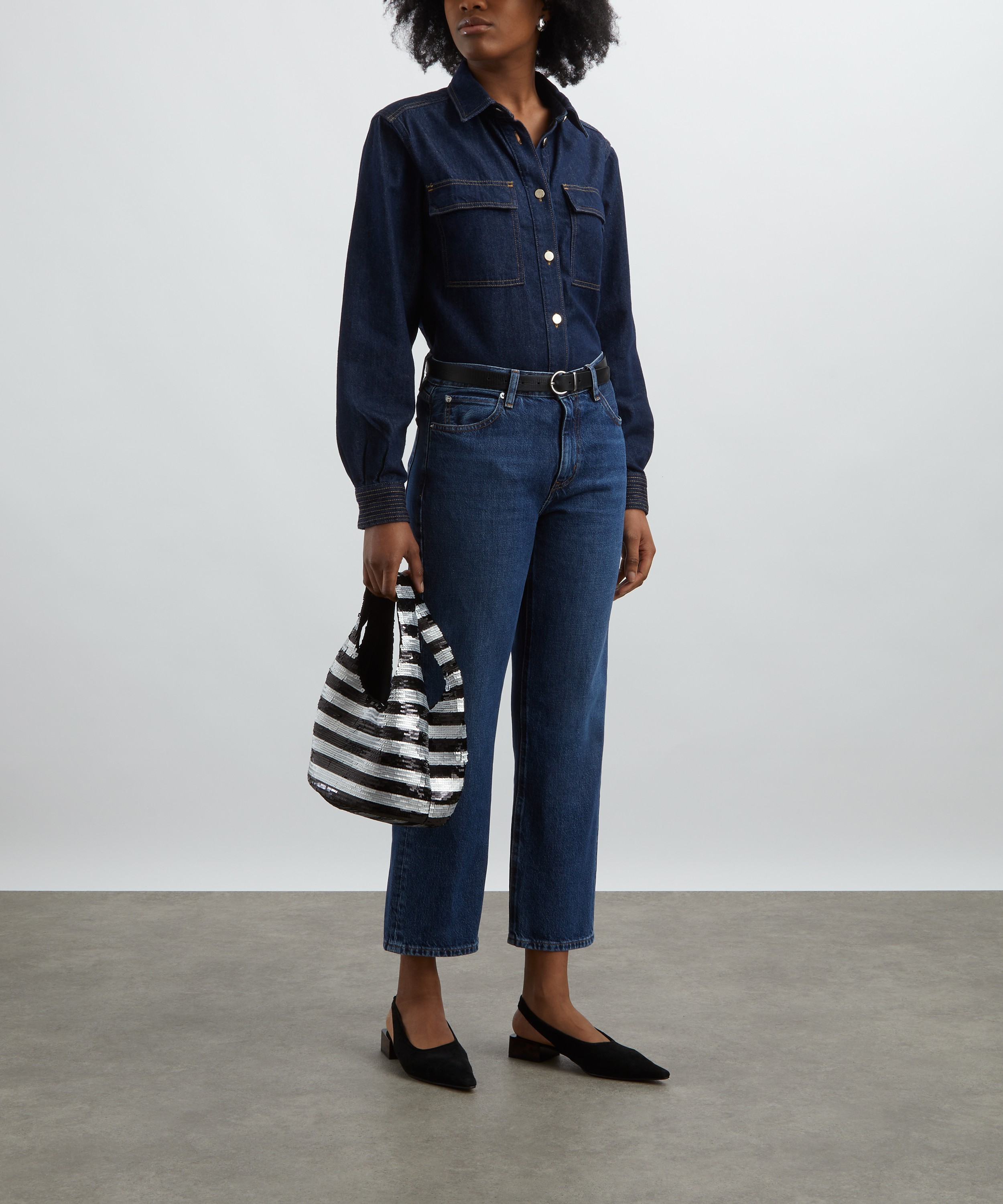 Frame - Hang Mid-Rise Straight Ankle-Length Jeans in Homer image number 1