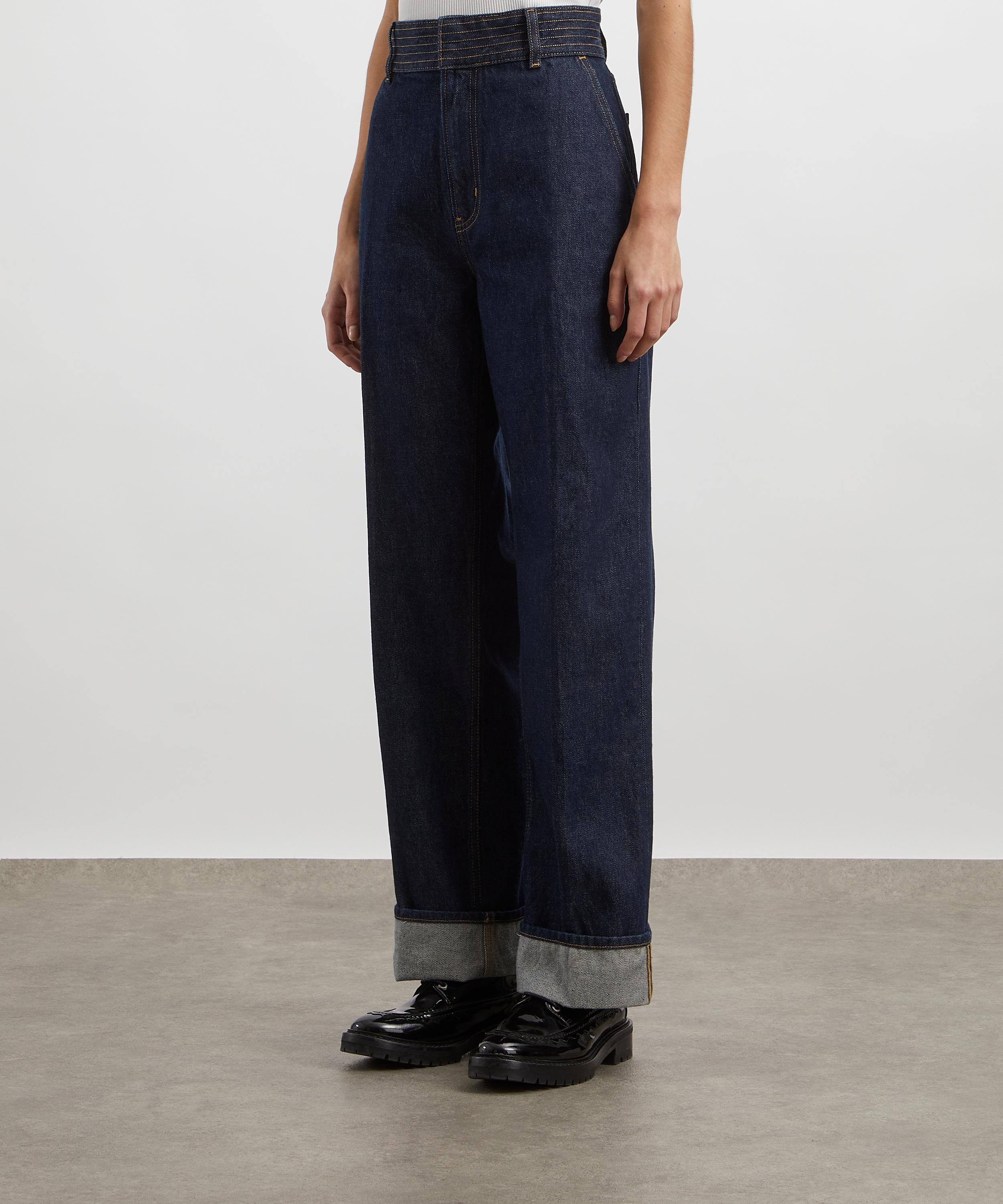 Frame - Trapunto Wide Leg Denim Trousers in Rinse image number 2