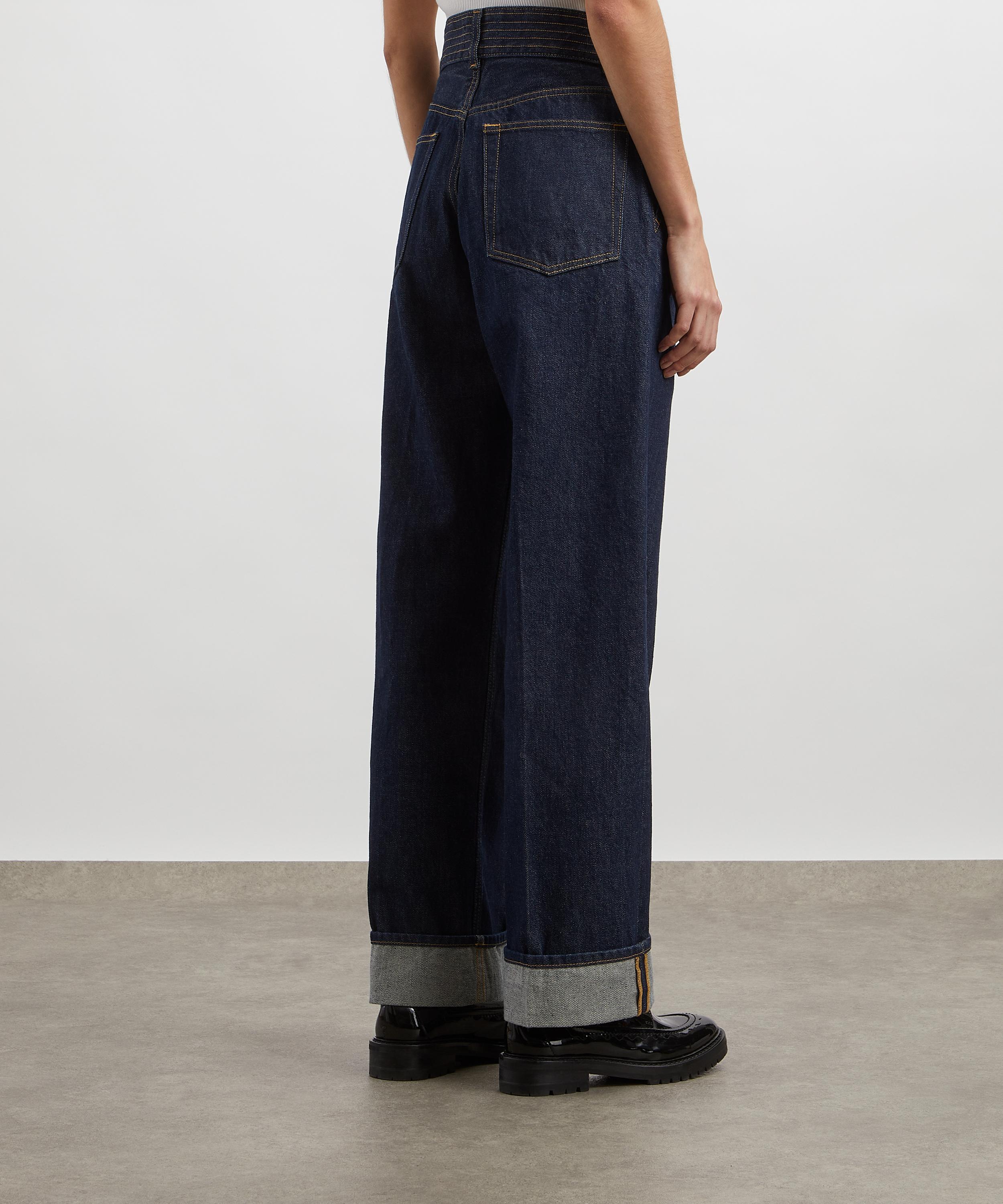 Frame - Trapunto Wide Leg Denim Trousers in Rinse image number 3