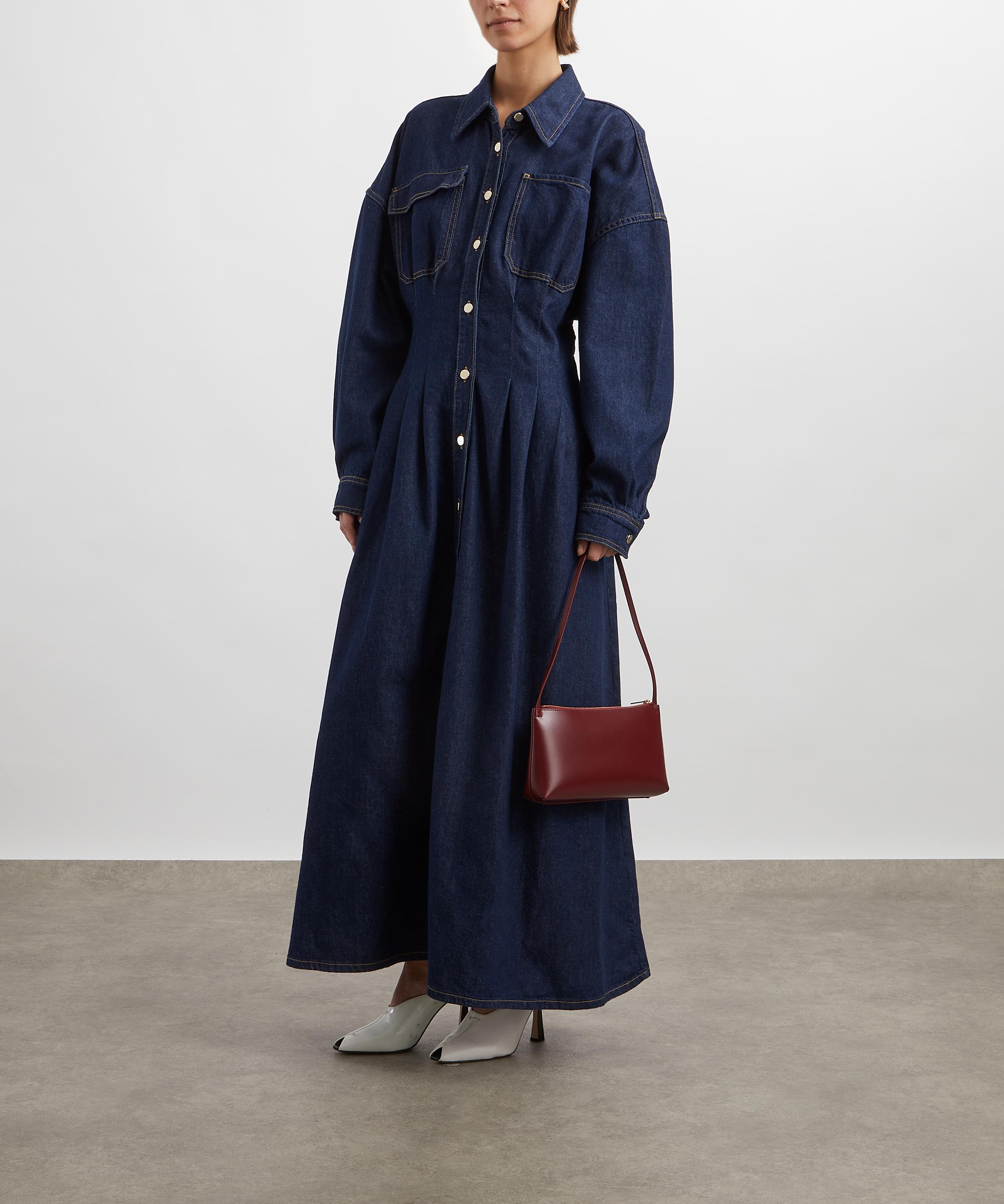 Frame - Nipped Rigid Denim Maxi Dress in Rinse image number 1