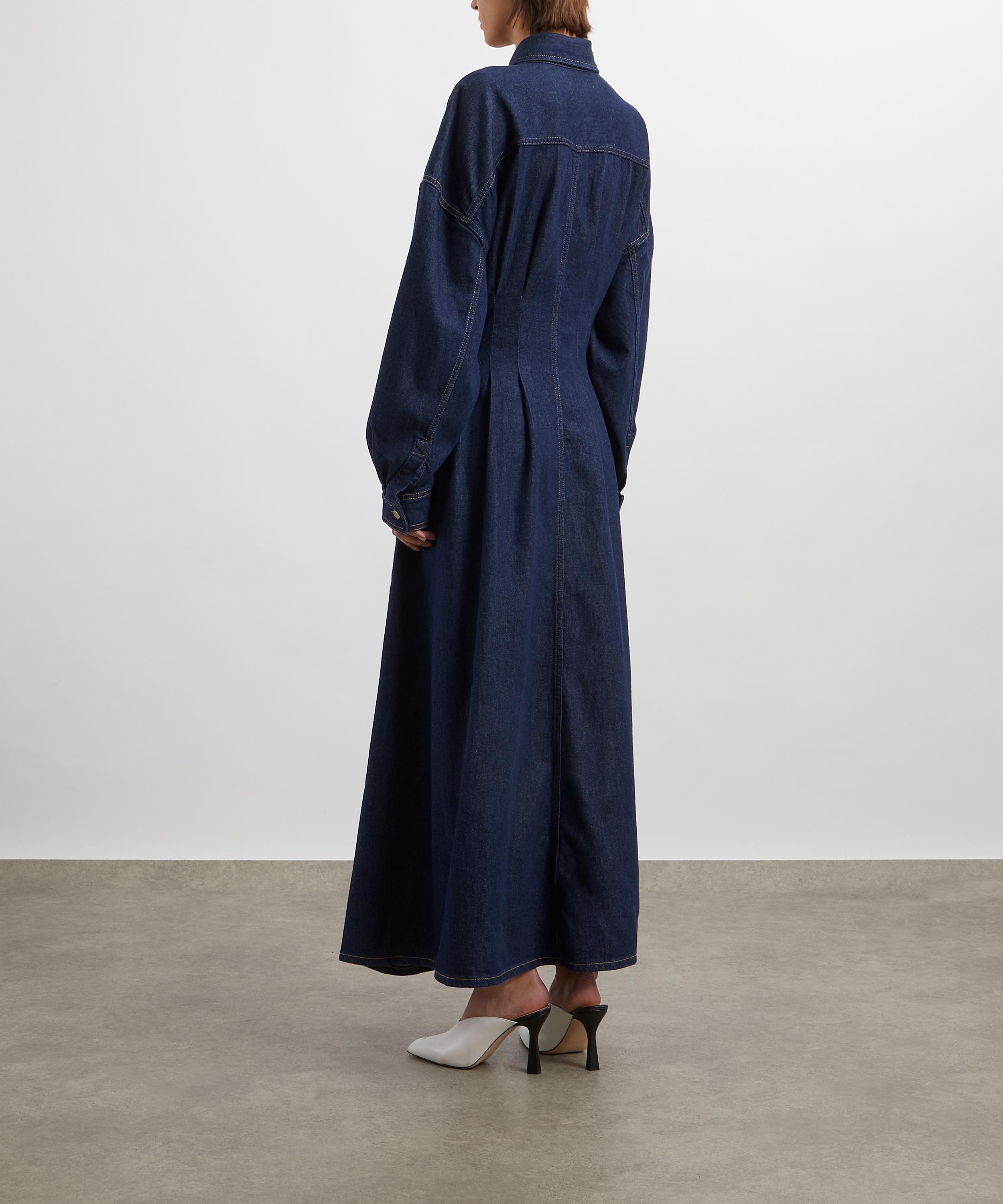 Frame - Nipped Rigid Denim Maxi Dress in Rinse image number 3