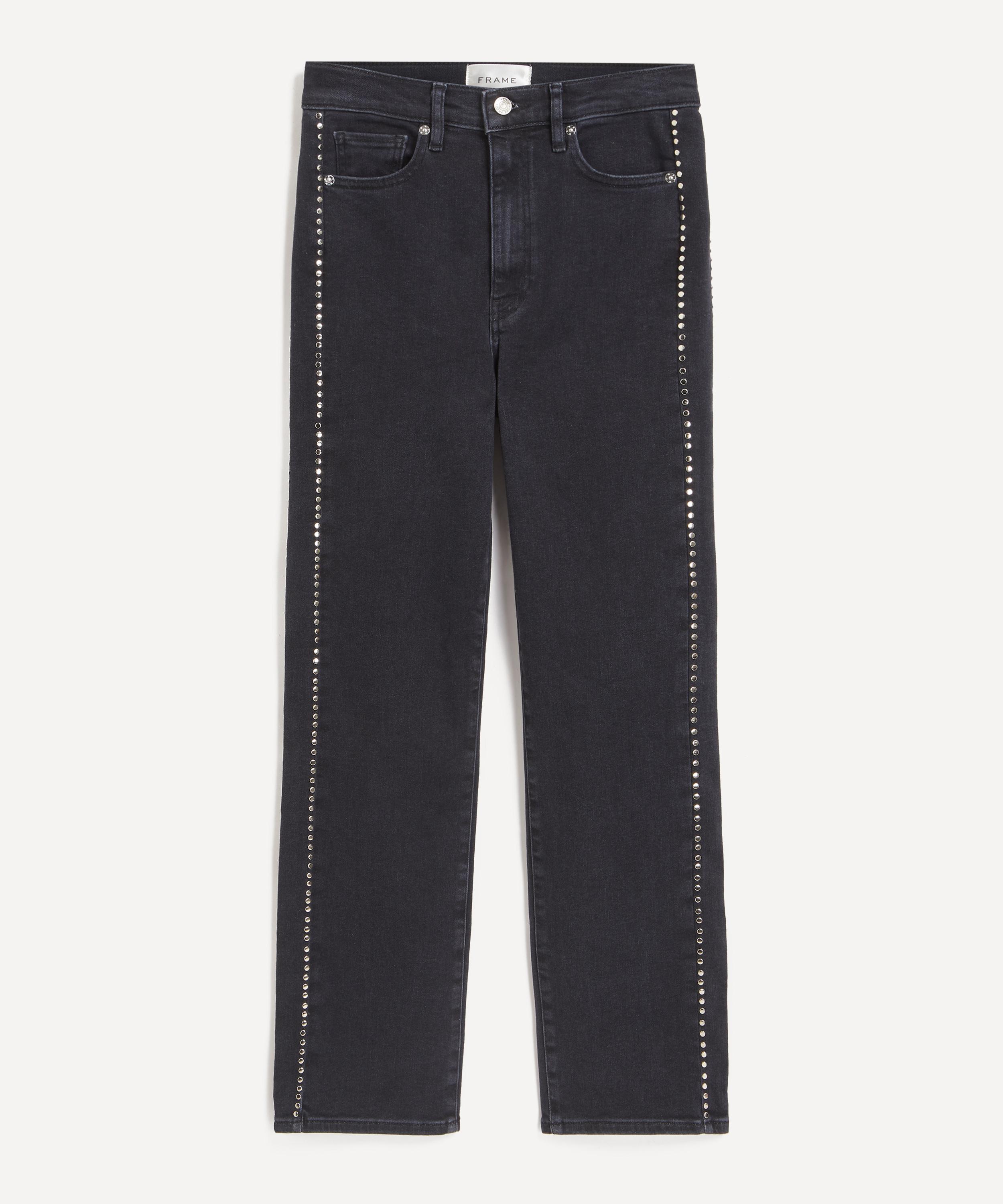 Frame - Le Sleek Straight Studded Jeans in Astronaut image number 0