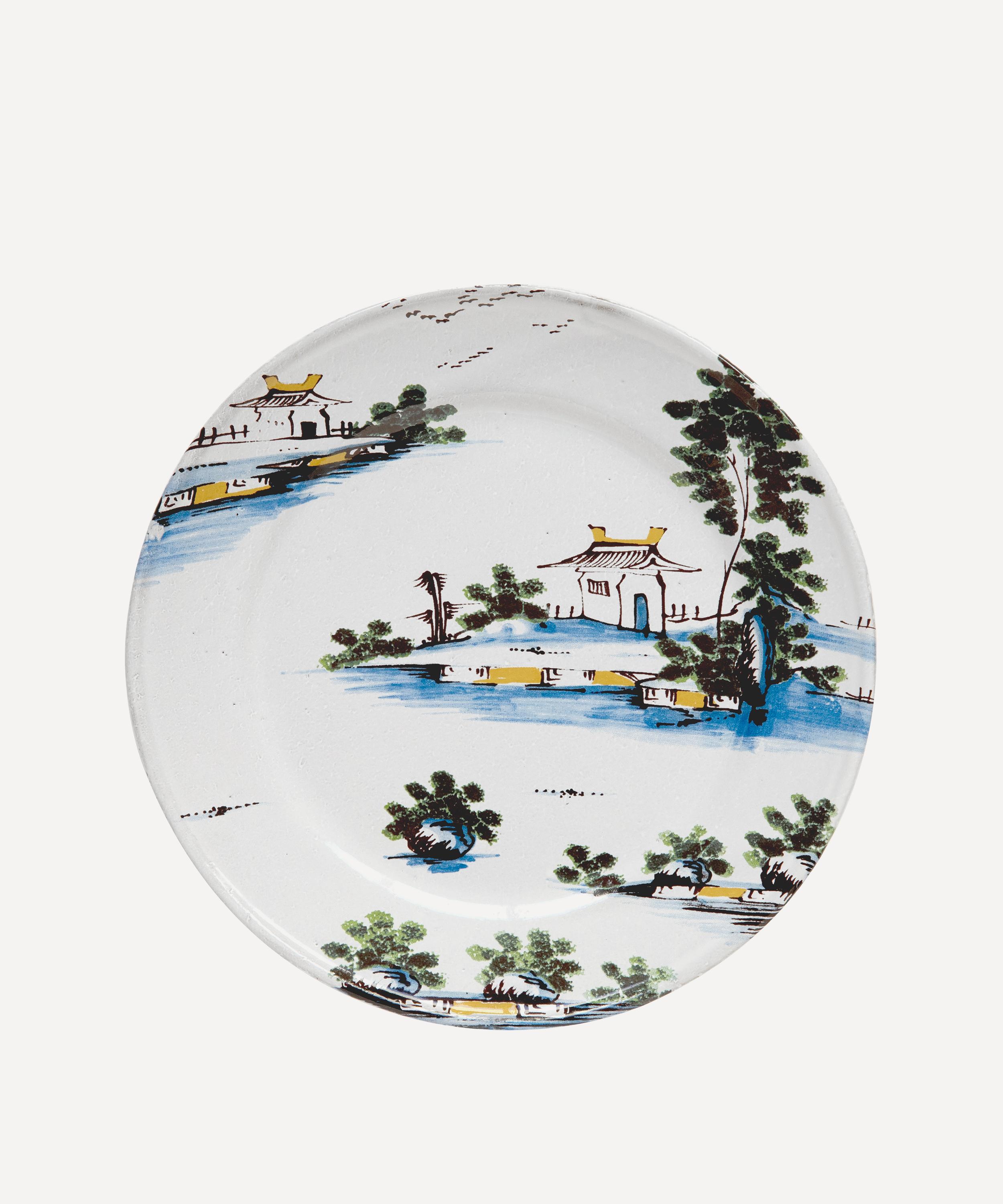 Astier de Villatte - Chinoiserie Landscape Pagoda 1760 Bristol Dessert Plate