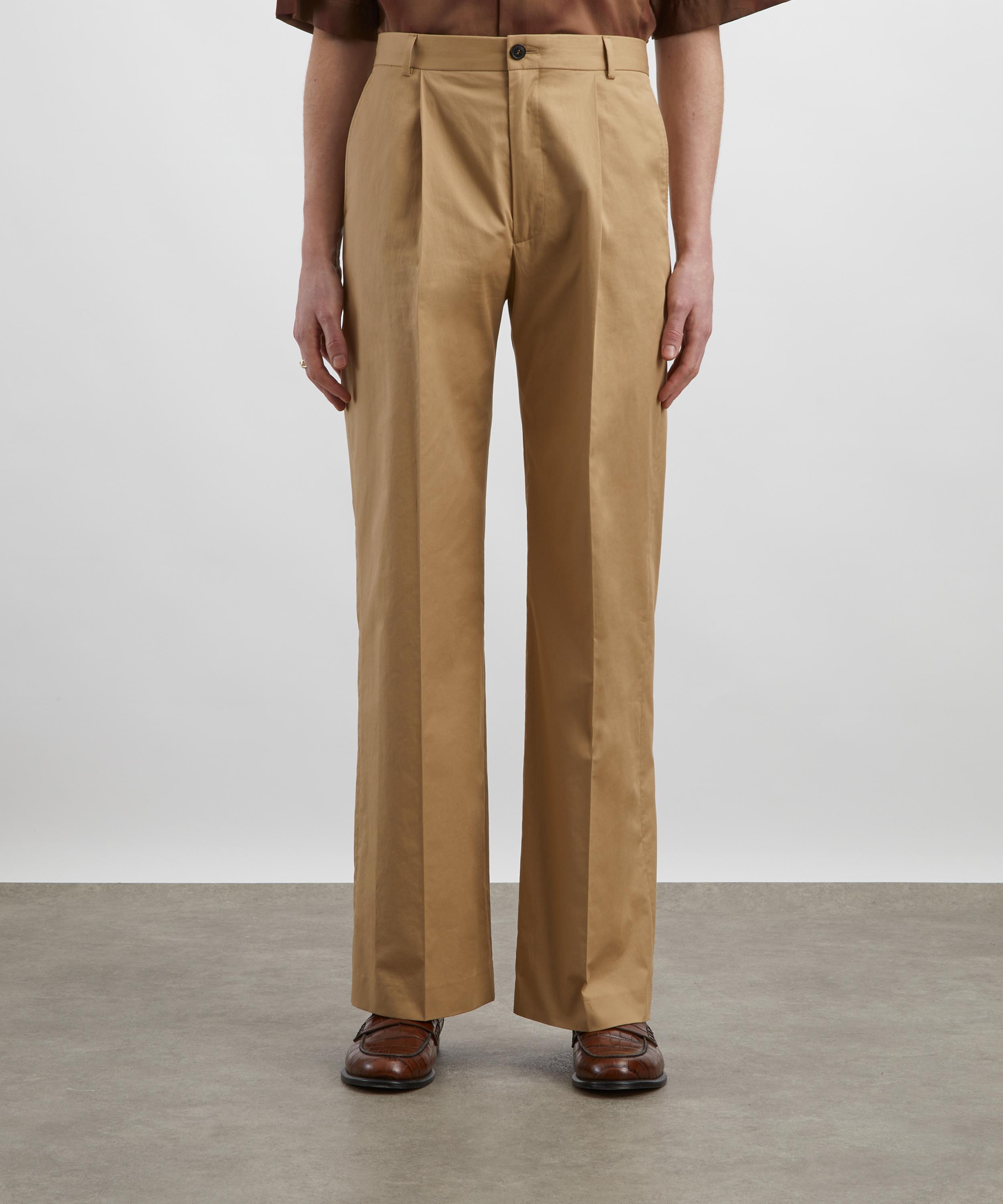 Dries Van Noten - Beige Cotton Pleated Trousers image number 2