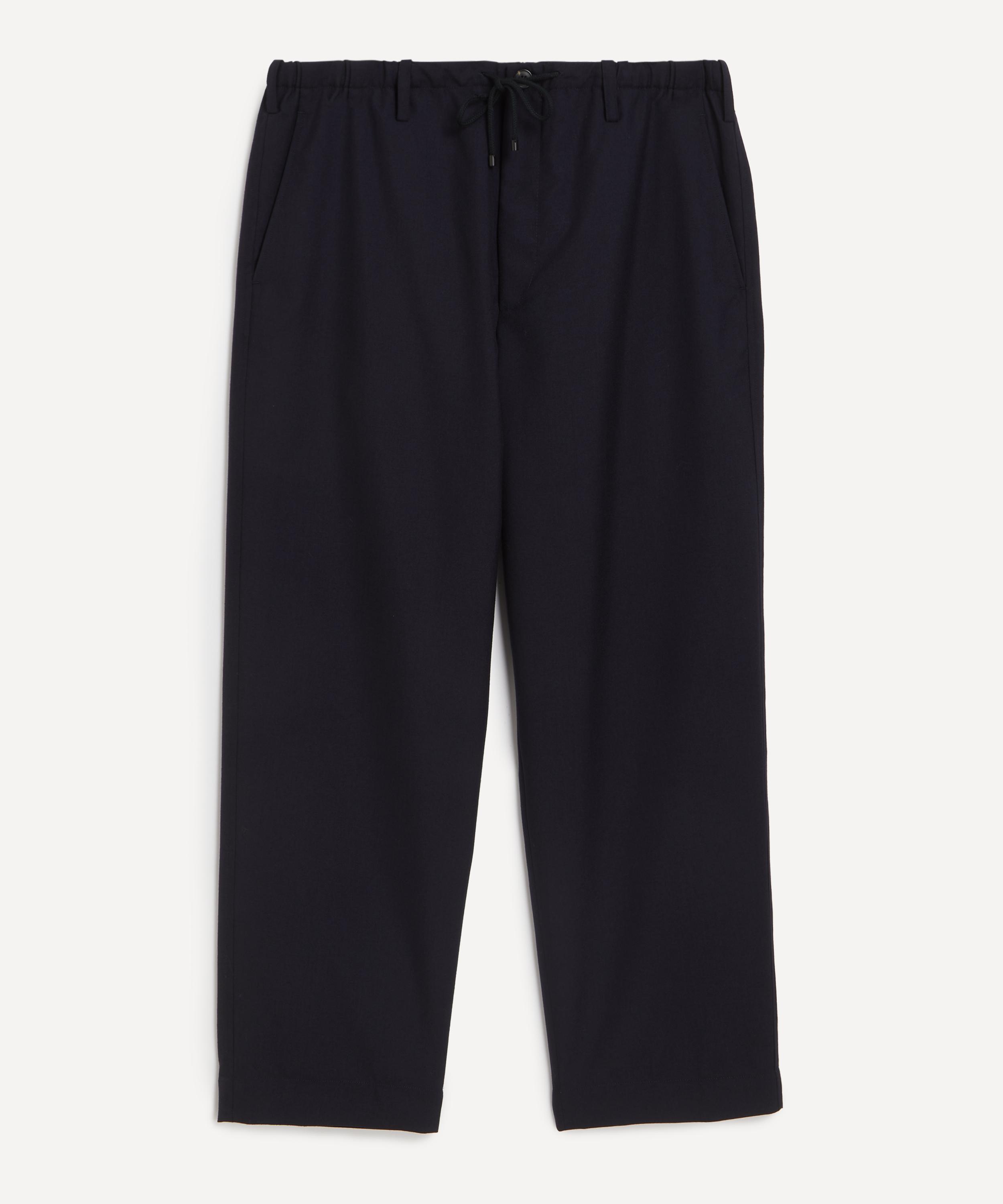 Dries Van Noten - Navy Drawstring Wool Trousers image number 0
