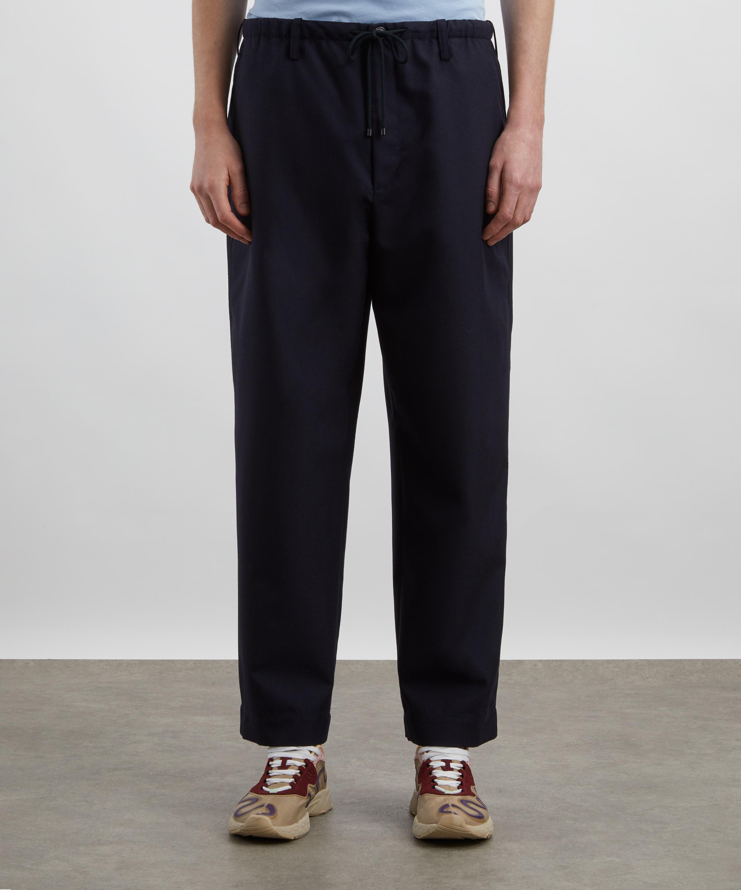 Dries Van Noten - Navy Drawstring Wool Trousers image number 2
