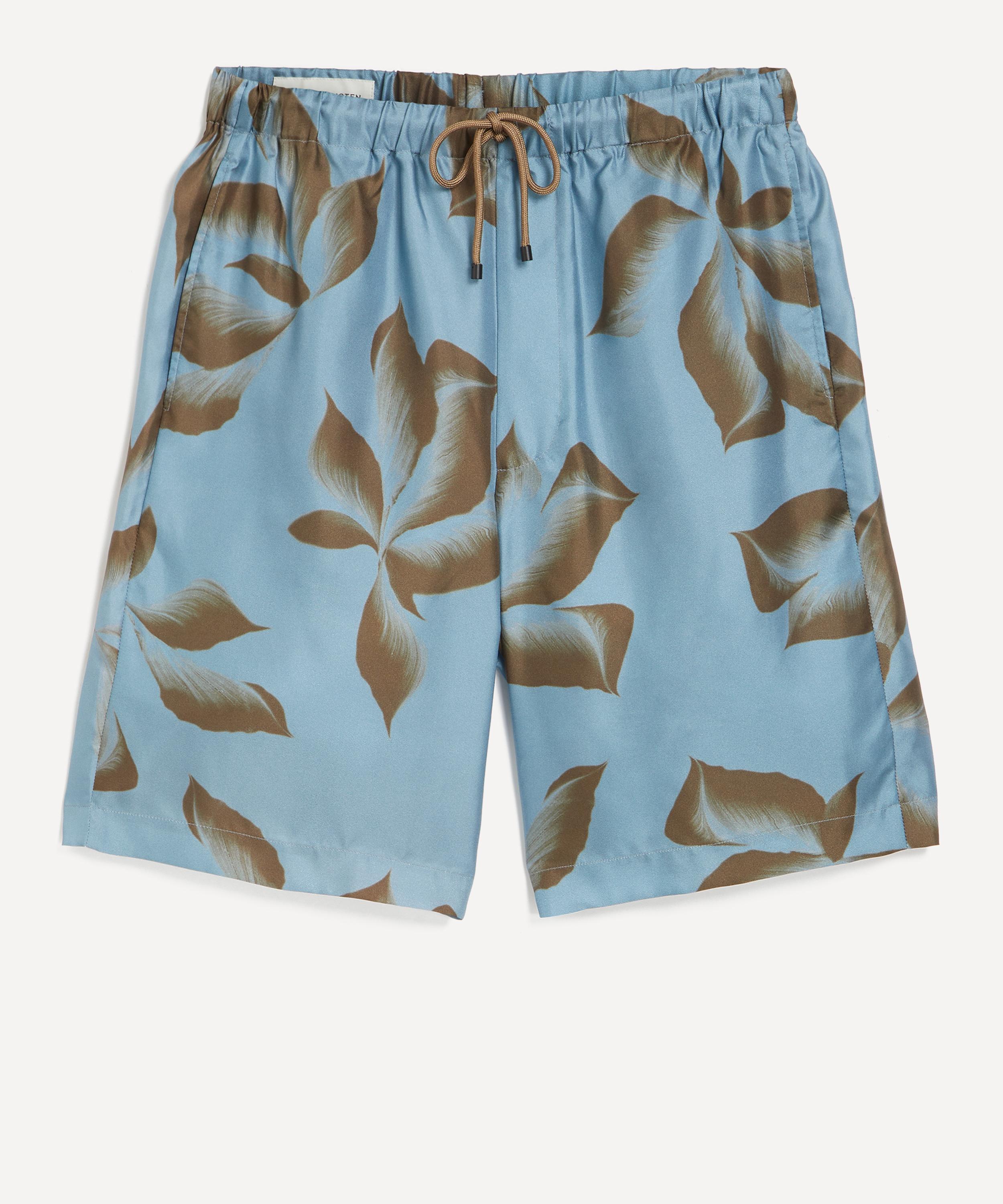 Dries Van Noten - Suminagashi Petals Silk Drawstring Shorts image number 0