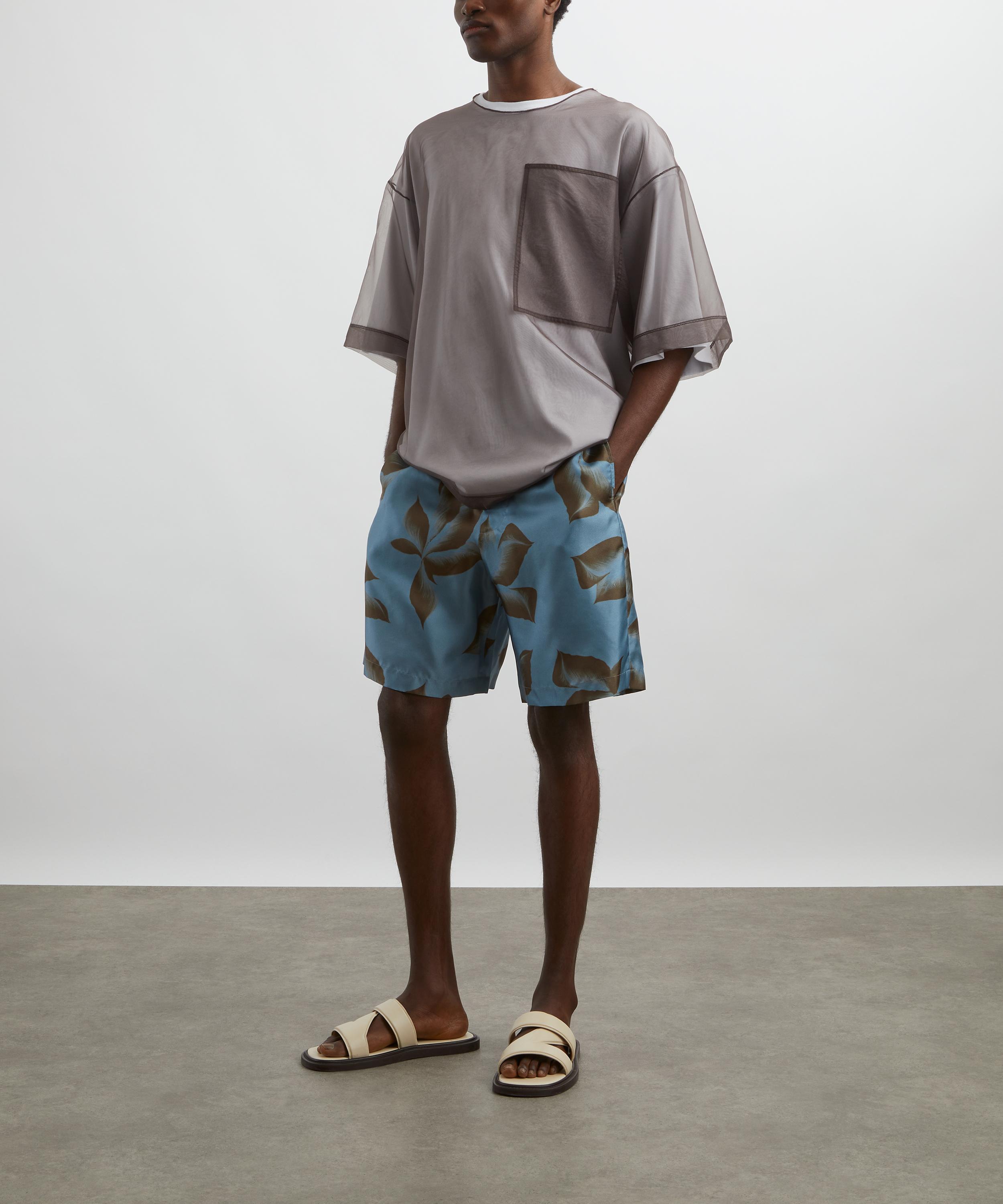 Dries Van Noten - Suminagashi Petals Silk Drawstring Shorts image number 1